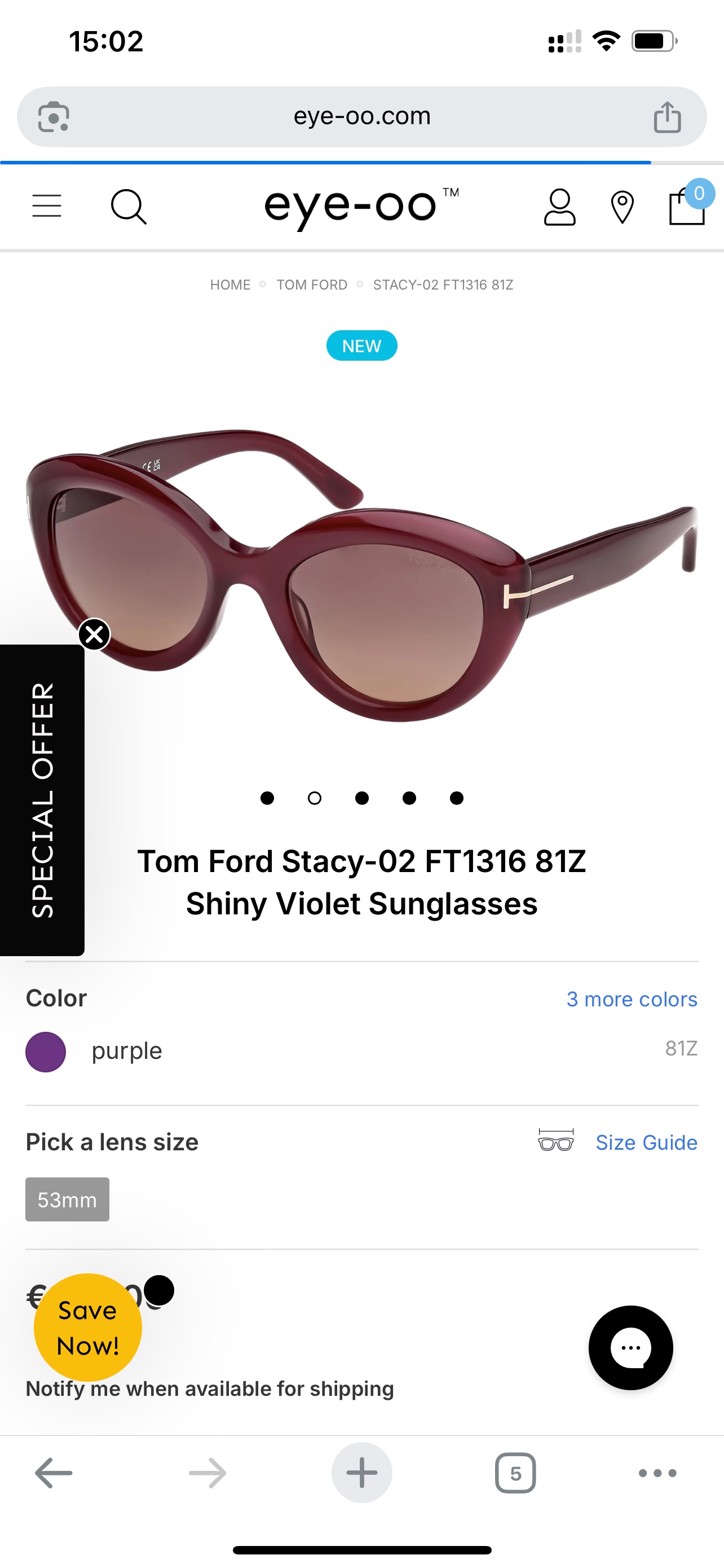 𝐓𝐎𝐌 𝐅𝐎𝐑𝐃 𝟮𝟲𝑠𝑠TOMFORDMod ：FT1316Size ：53口21-140