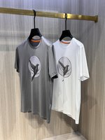 Hermes Clothing T-Shirt for sale online
 Grey Light Gray White Printing Men Cotton Mercerized Spring/Summer Collection