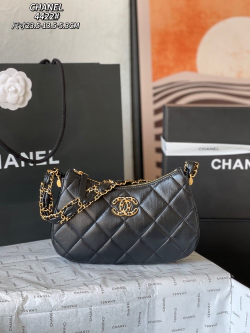 Chanel 23K Hobo Bag, Black Quilted Leather with Gold Chain and CC Logo 1 Chanel 23K Hobo Bag, Black Quilted Leather with Gold Chain and CC Logo