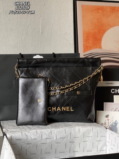 Chanel 22 Bag Black Leather Shopping Bag AS3260 - 35x37x7cm 1 Chanel 22 Bag Black Leather Shopping Bag AS3260 - 35x37x7cm