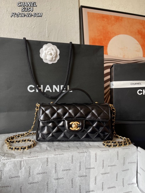 Chanel Kelly Style Top Handle Flap Bag, Black Quilted Leather 1 Chanel Kelly Style Top Handle Flap Bag, Black Quilted Leather