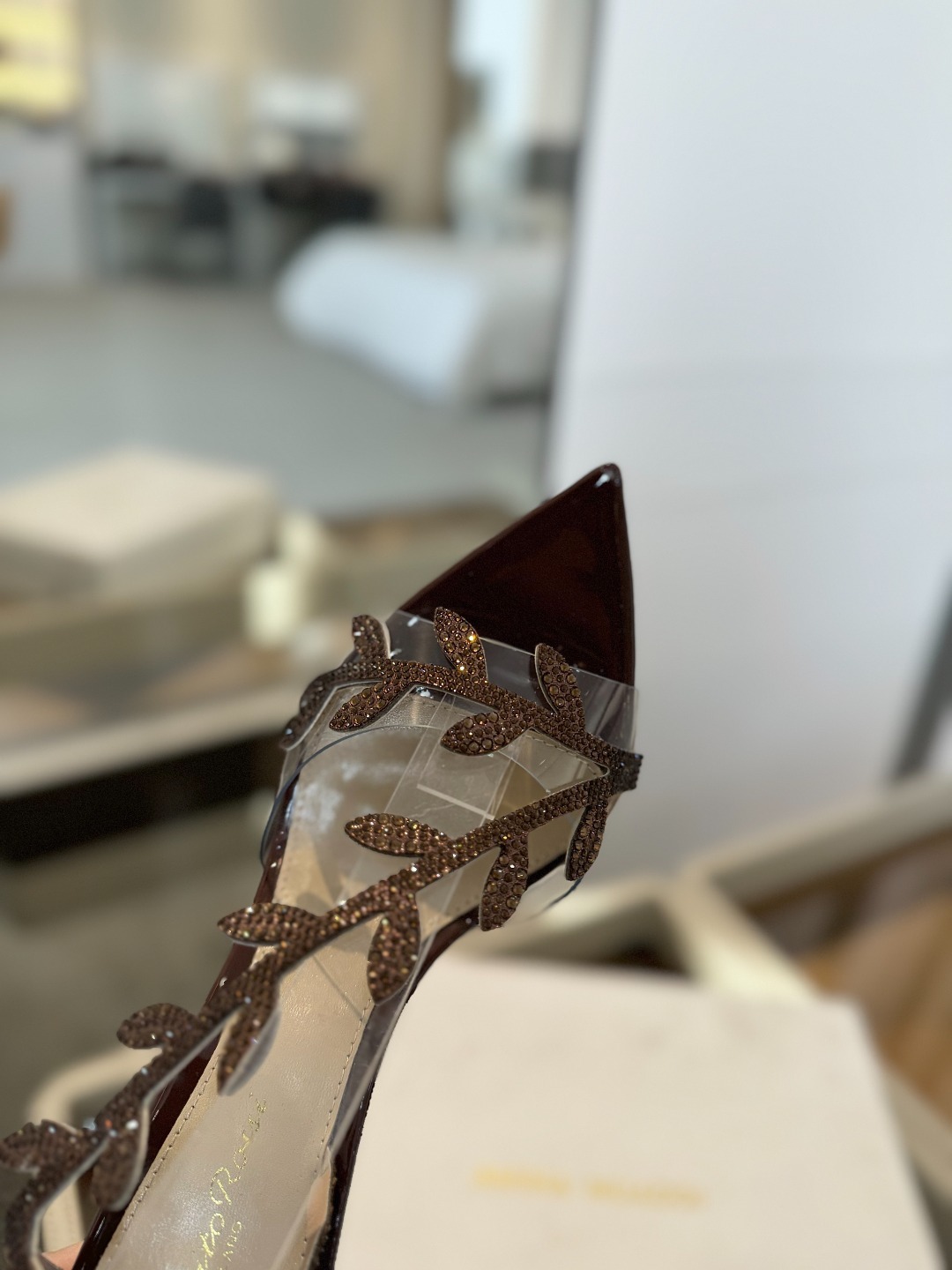 Gianvitorossi2025新款拖鞋顶级版本代购品质!施华洛奇水钻尖头高跟拖鞋宛如从童话中走来的仙