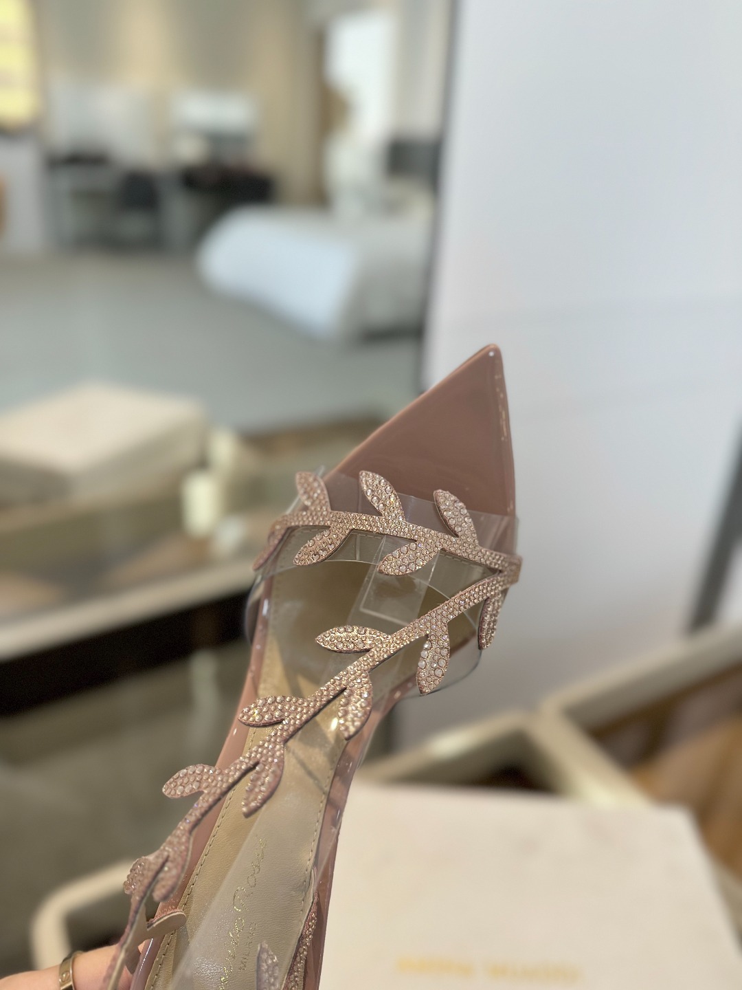 Gianvitorossi2025新款拖鞋顶级版本代购品质!施华洛奇水钻尖头高跟拖鞋宛如从童话中走来的仙