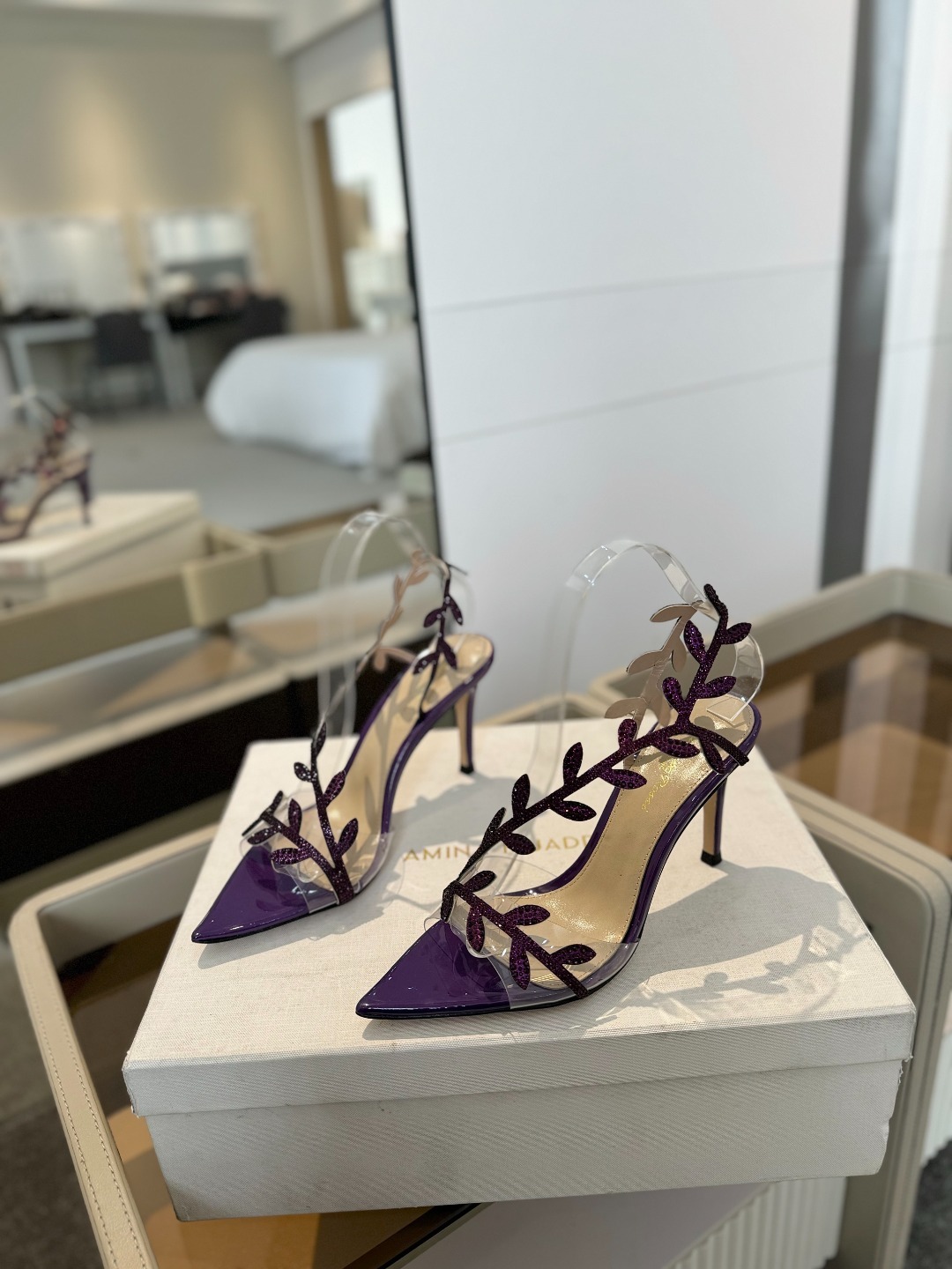 Gianvitorossi2025新款拖鞋顶级版本代购品质!施华洛奇水钻尖头高跟拖鞋宛如从童话中走来的仙