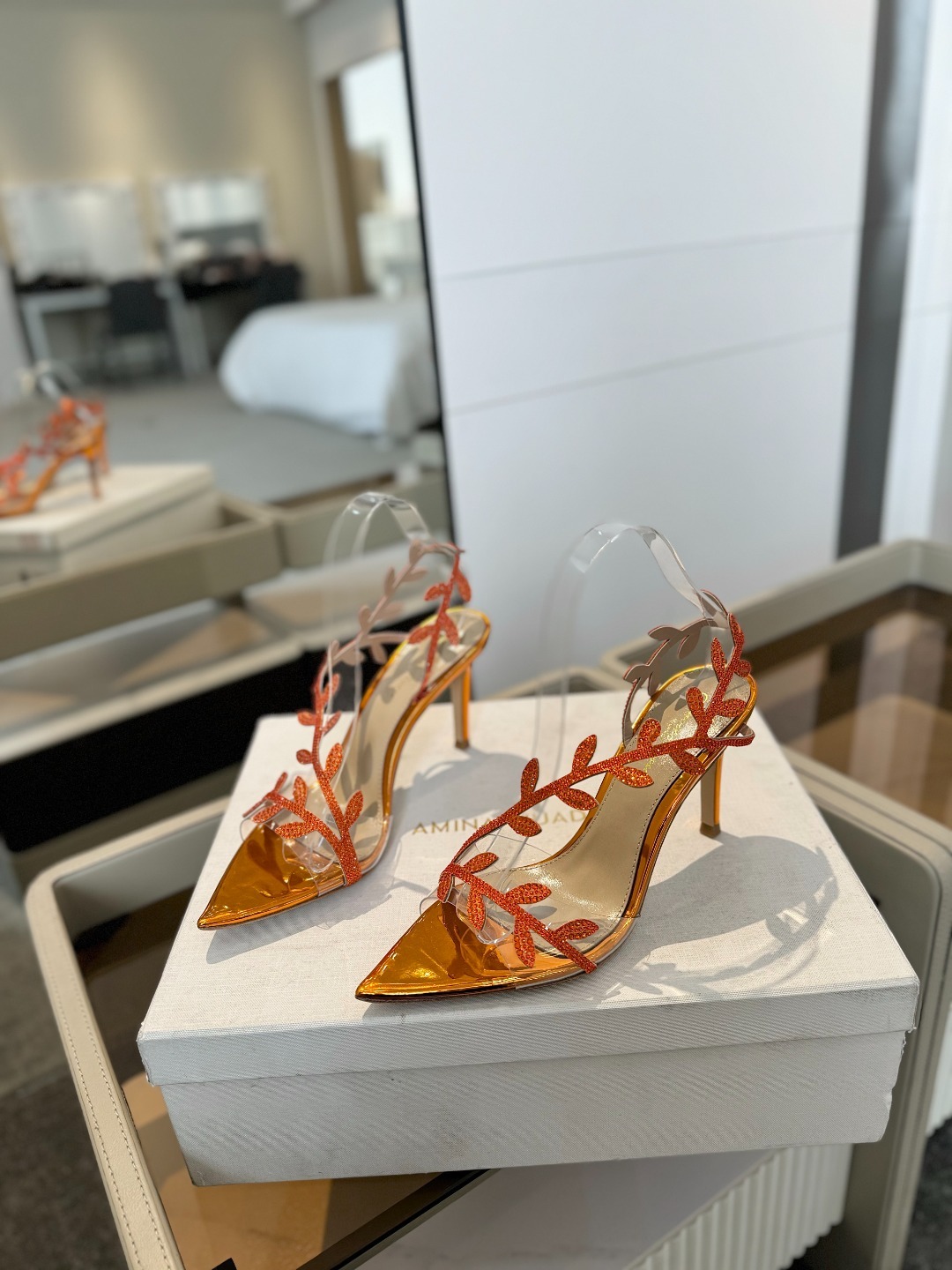 Gianvitorossi2025新款拖鞋顶级版本代购品质!施华洛奇水钻尖头高跟拖鞋宛如从童话中走来的仙