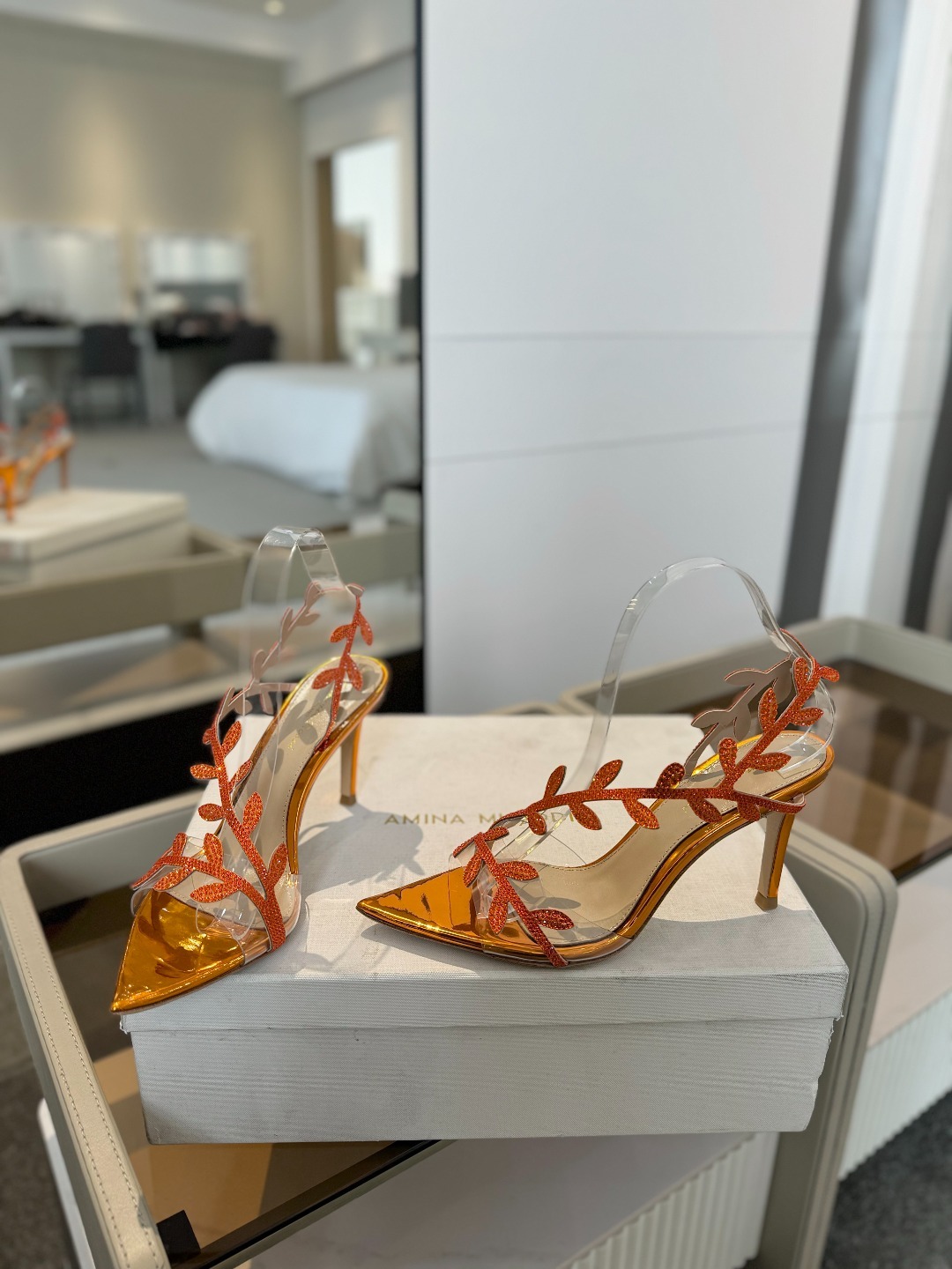 Gianvitorossi2025新款拖鞋顶级版本代购品质!施华洛奇水钻尖头高跟拖鞋宛如从童话中走来的仙