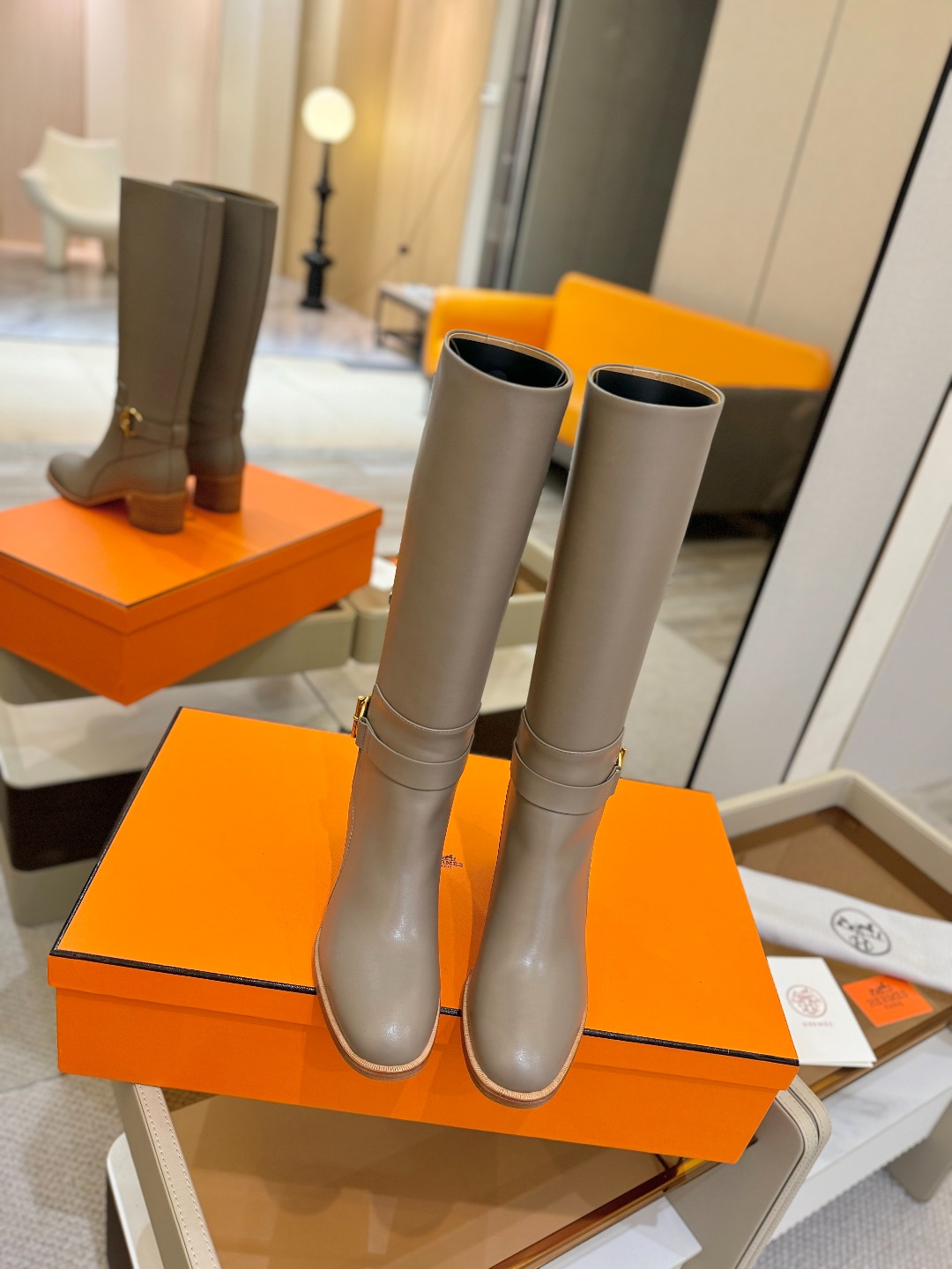 Hermes 🐴 高级 辣妹 爱马仕 justine 小牛皮 圆头套筒 骑士筒靴顶级牛品匠心好货!!经典