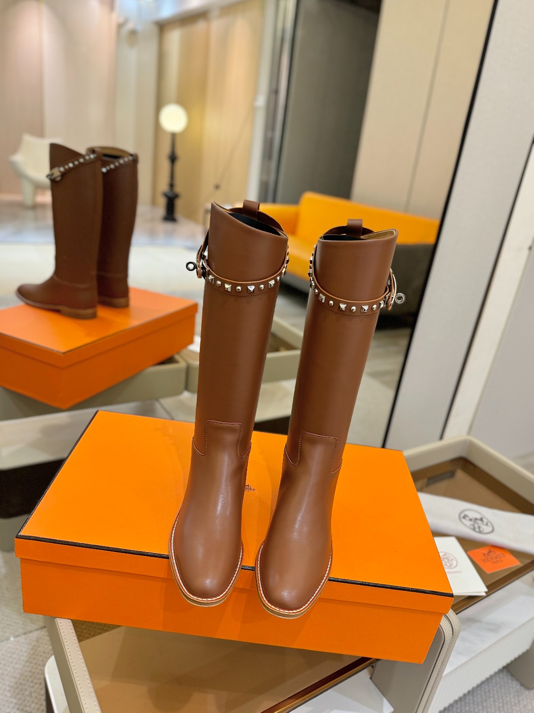 Hermes 🐴 高级 辣妹 爱马仕 justine 小牛皮 圆头套筒 骑士筒靴顶级牛品匠心好货!!经典