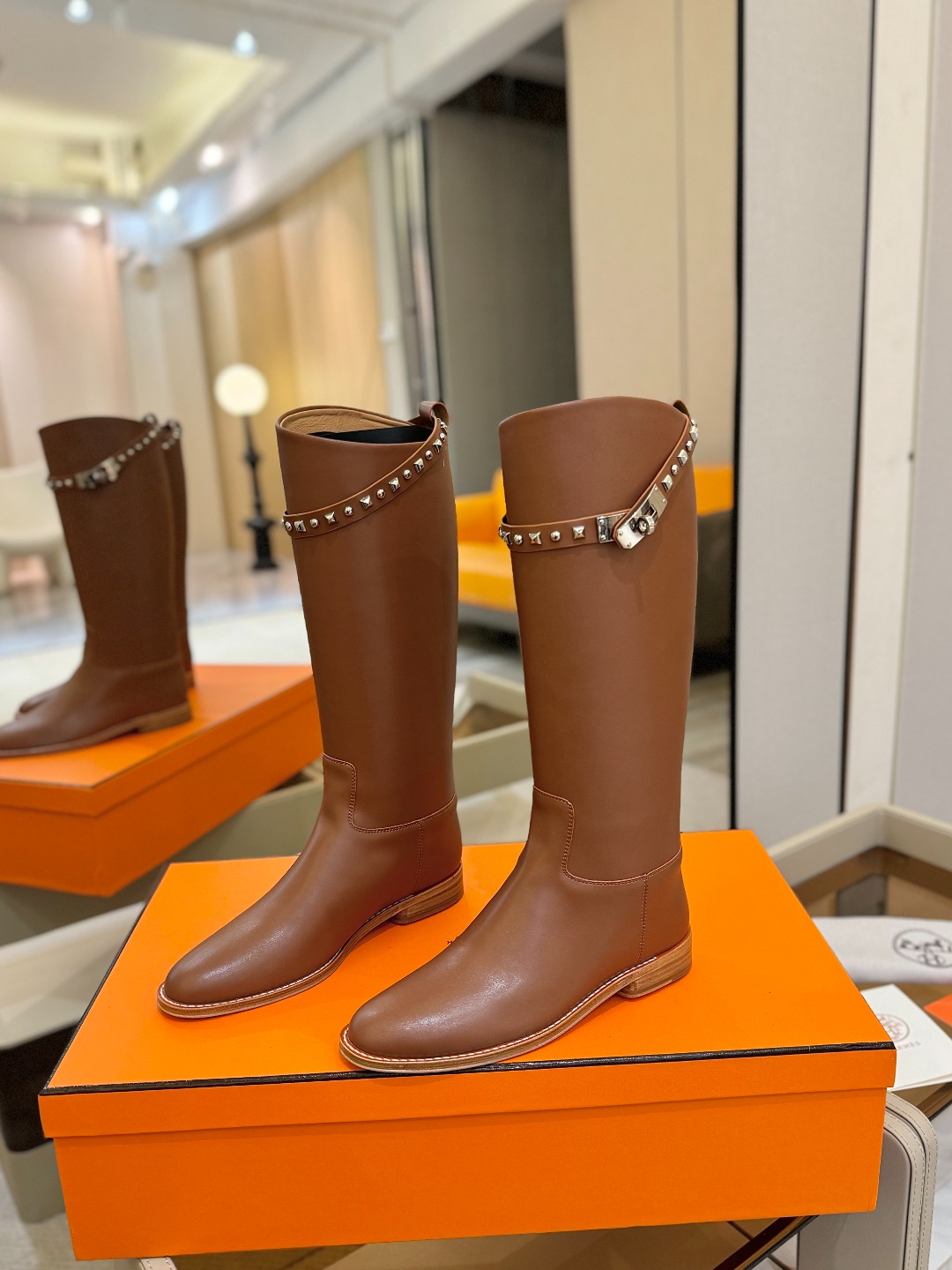Hermes 🐴 高级 辣妹 爱马仕 justine 小牛皮 圆头套筒 骑士筒靴顶级牛品匠心好货!!经典