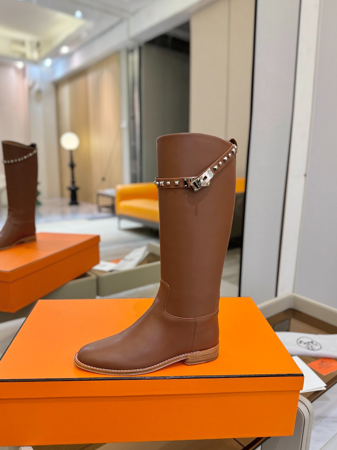 Hermes 🐴 高级 辣妹 爱马仕 justine 小牛皮 圆头套筒 骑士筒靴顶级牛品匠心好货!!经典