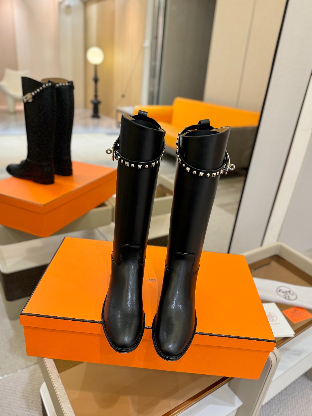 Hermes 🐴 高级 辣妹 爱马仕 justine 小牛皮 圆头套筒 骑士筒靴顶级牛品匠心好货!!经典