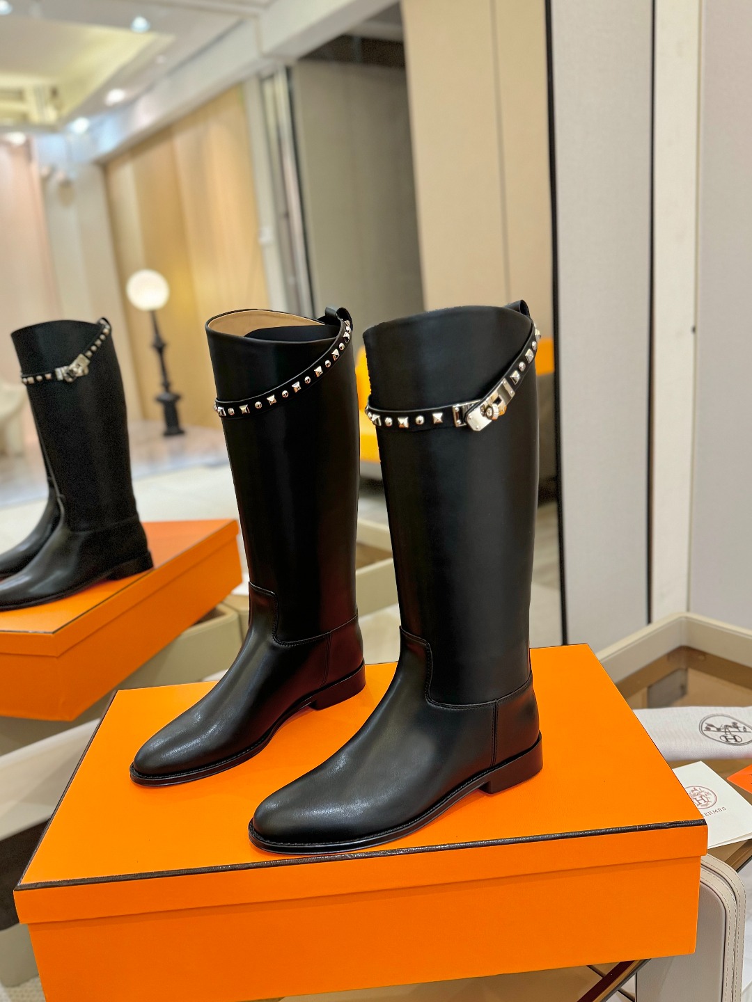 Hermes 🐴 高级 辣妹 爱马仕 justine 小牛皮 圆头套筒 骑士筒靴顶级牛品匠心好货!!经典