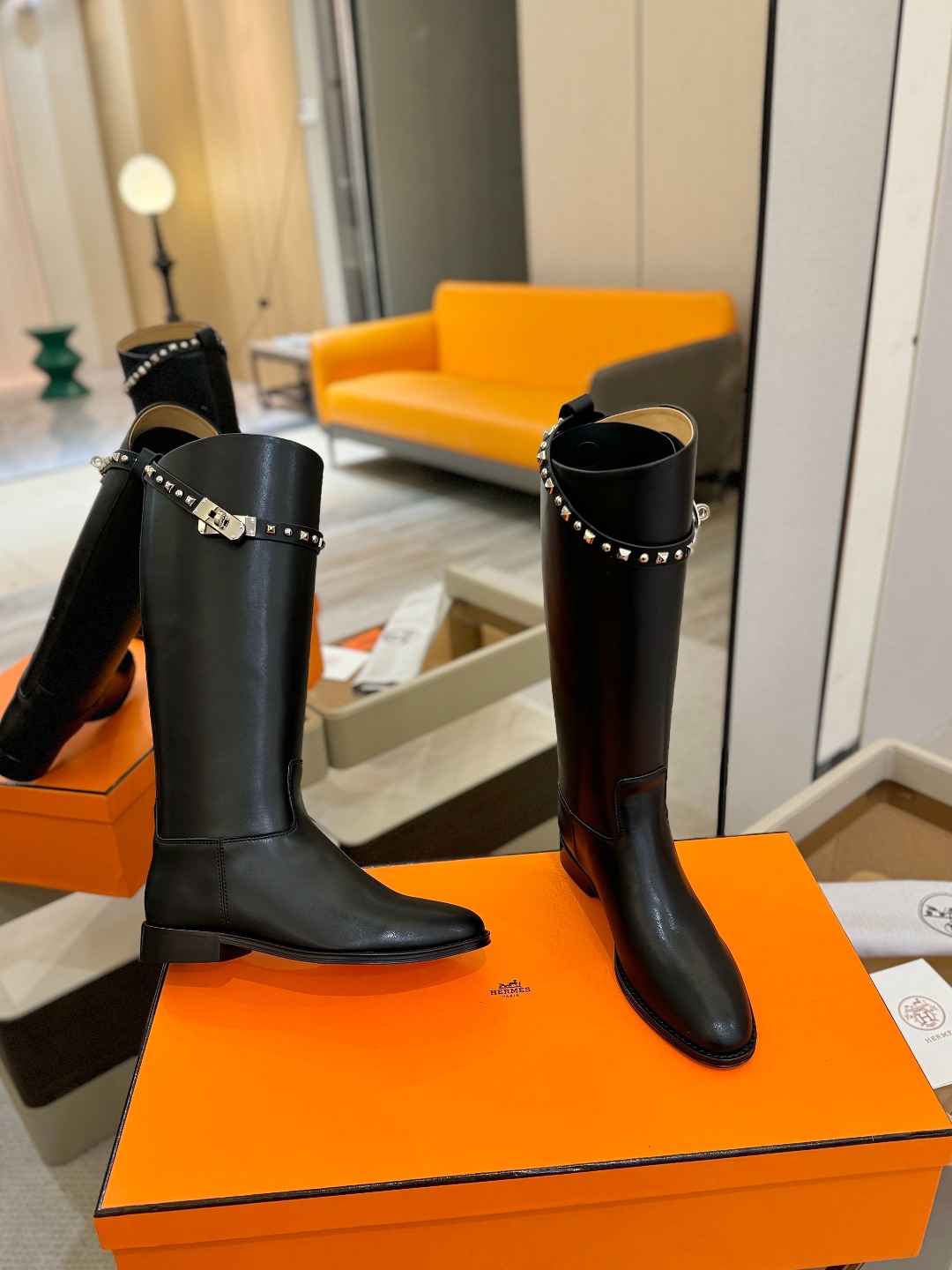 Hermes 🐴 高级 辣妹 爱马仕 justine 小牛皮 圆头套筒 骑士筒靴顶级牛品匠心好货!!经典
