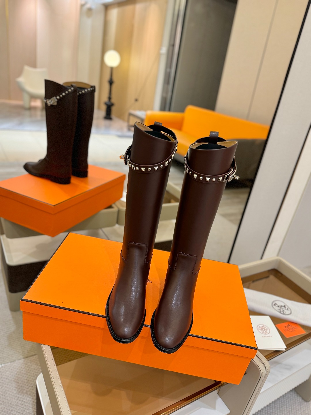 Hermes 🐴 高级 辣妹 爱马仕 justine 小牛皮 圆头套筒 骑士筒靴顶级牛品匠心好货!!经典