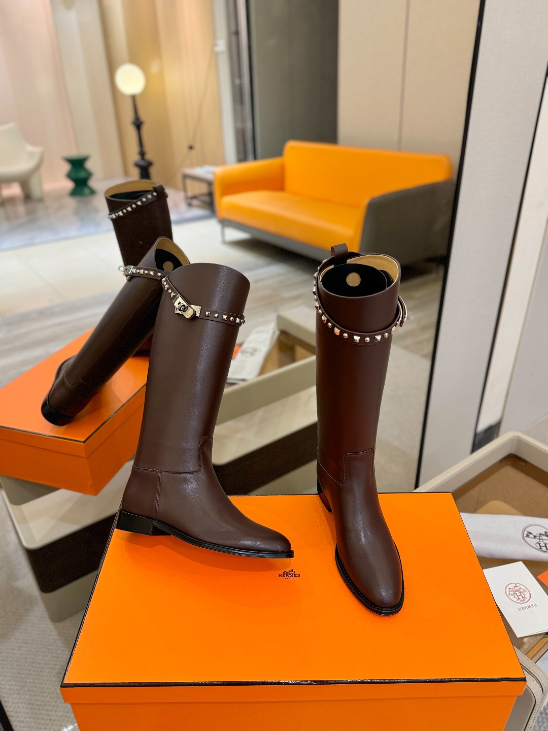 Hermes 🐴 高级 辣妹 爱马仕 justine 小牛皮 圆头套筒 骑士筒靴顶级牛品匠心好货!!经典