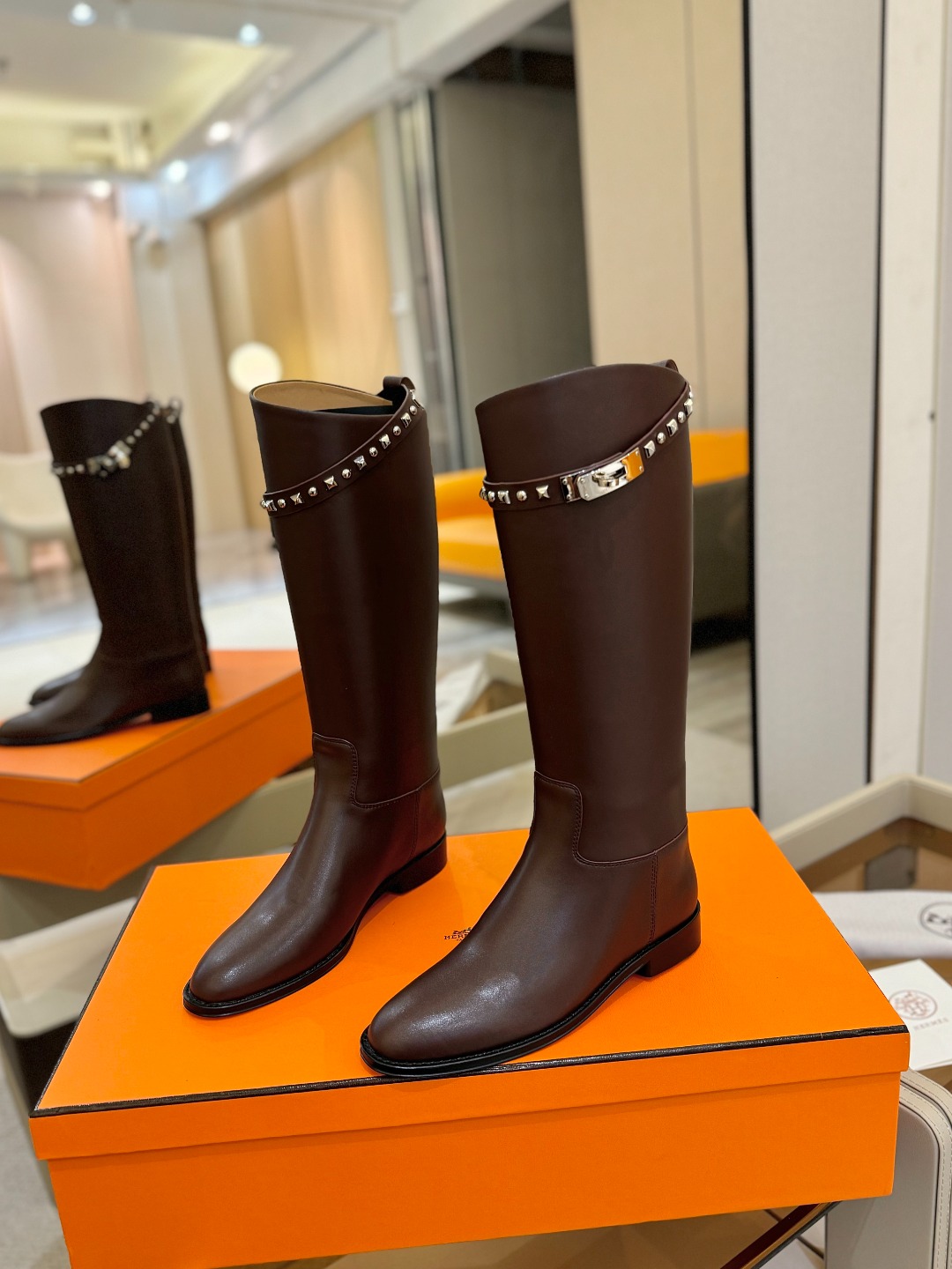 Hermes 🐴 高级 辣妹 爱马仕 justine 小牛皮 圆头套筒 骑士筒靴顶级牛品匠心好货!!经典