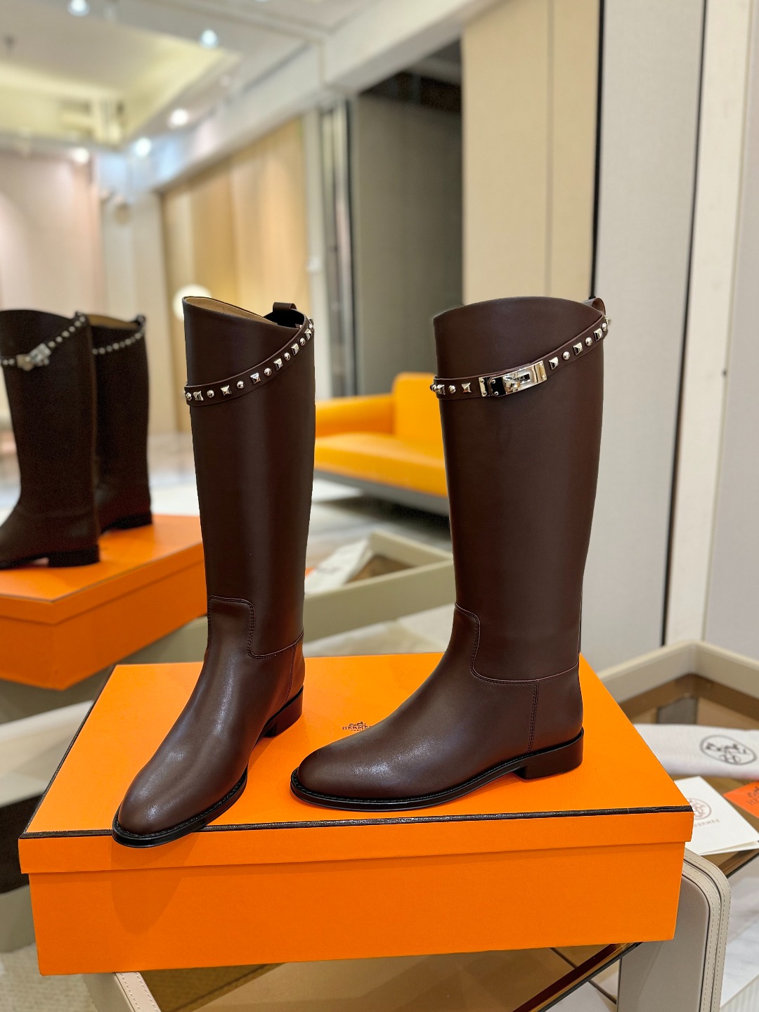 Hermes 🐴 高级 辣妹 爱马仕 justine 小牛皮 圆头套筒 骑士筒靴顶级牛品匠心好货!!经典