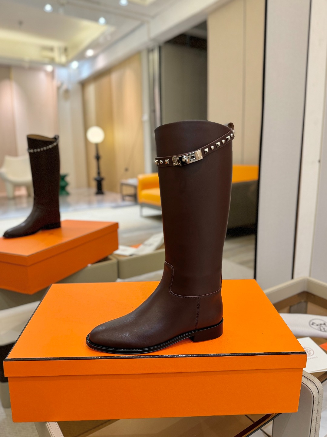 Hermes 🐴 高级 辣妹 爱马仕 justine 小牛皮 圆头套筒 骑士筒靴顶级牛品匠心好货!!经典