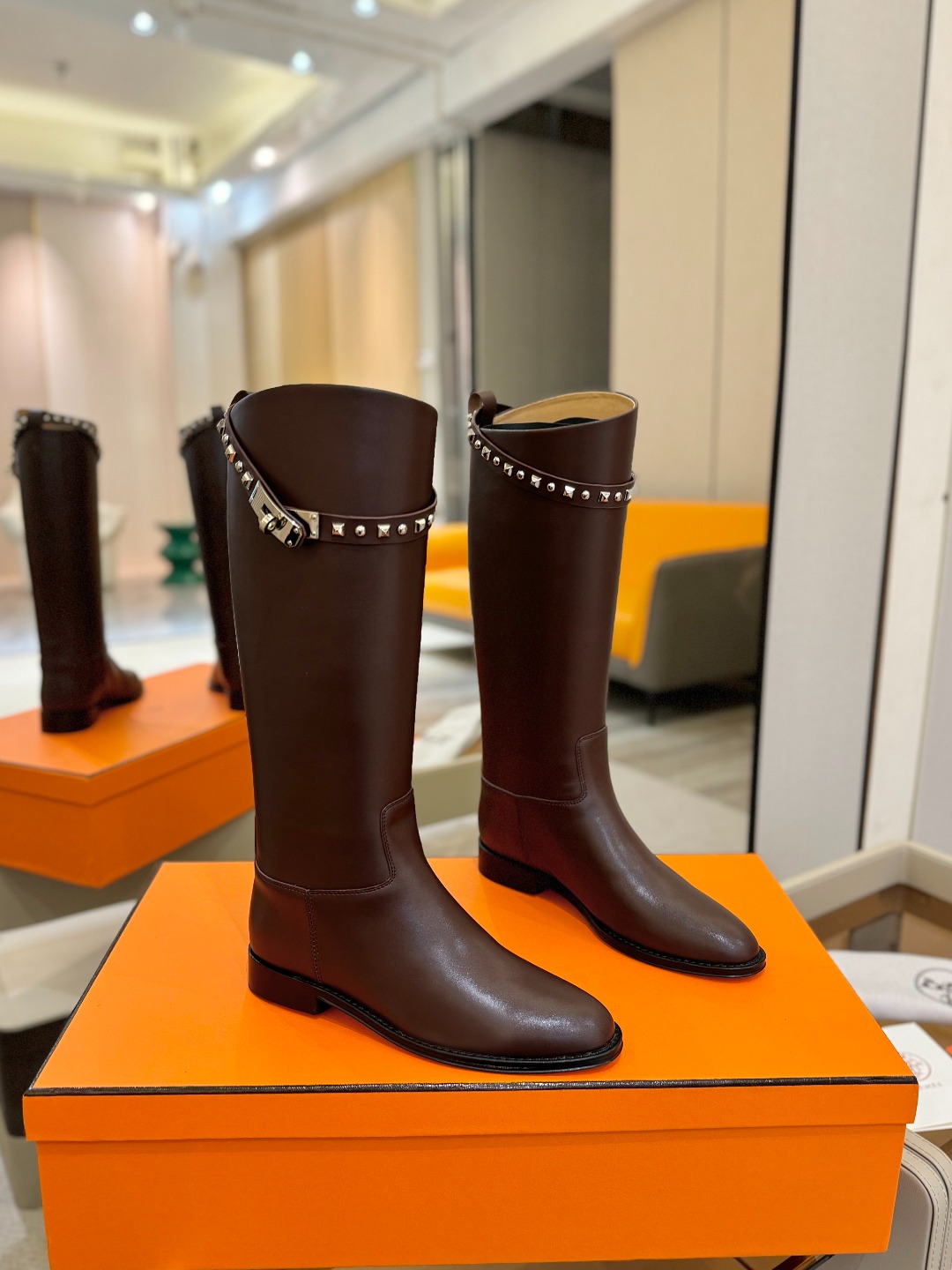 Hermes 🐴 高级 辣妹 爱马仕 justine 小牛皮 圆头套筒 骑士筒靴顶级牛品匠心好货!!经典