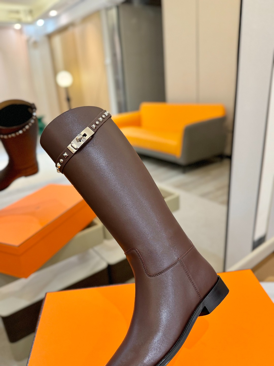 Hermes 🐴 高级 辣妹 爱马仕 justine 小牛皮 圆头套筒 骑士筒靴顶级牛品匠心好货!!经典