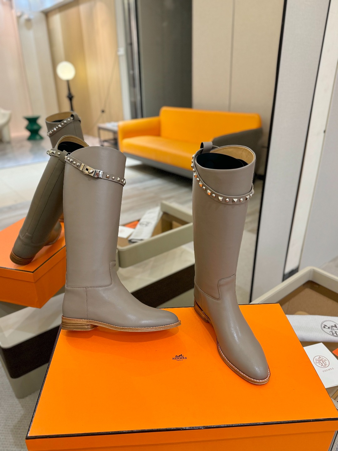 Hermes 🐴 高级 辣妹 爱马仕 justine 小牛皮 圆头套筒 骑士筒靴顶级牛品匠心好货!!经典