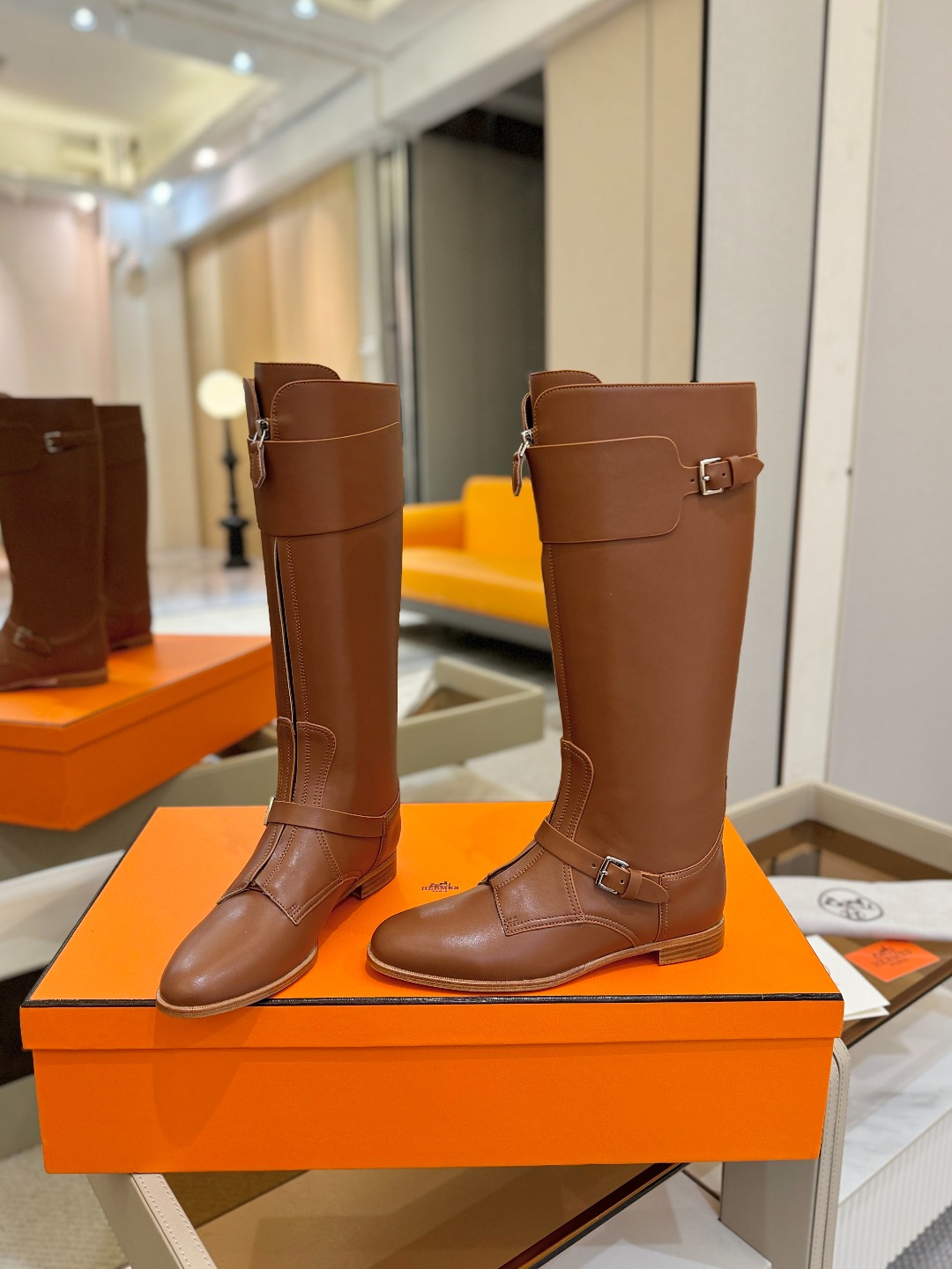 Hermes 🐴 高级 辣妹 爱马仕 justine 小牛皮 圆头套筒 骑士筒靴顶级牛品匠心好货!!经典