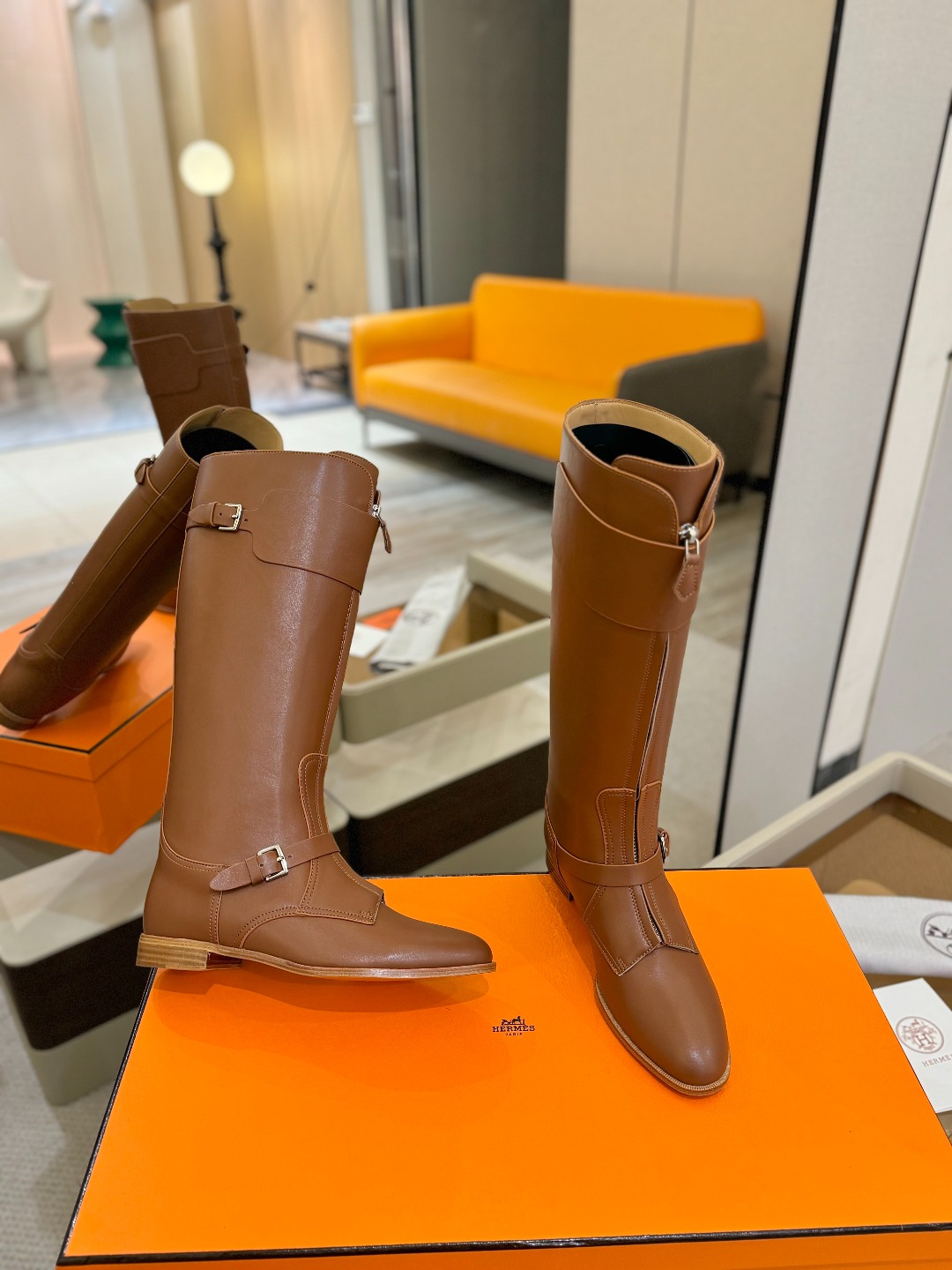 Hermes 🐴 高级 辣妹 爱马仕 justine 小牛皮 圆头套筒 骑士筒靴顶级牛品匠心好货!!经典