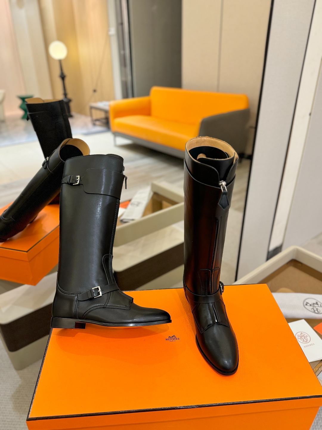 Hermes 🐴 高级 辣妹 爱马仕 justine 小牛皮 圆头套筒 骑士筒靴顶级牛品匠心好货!!经典