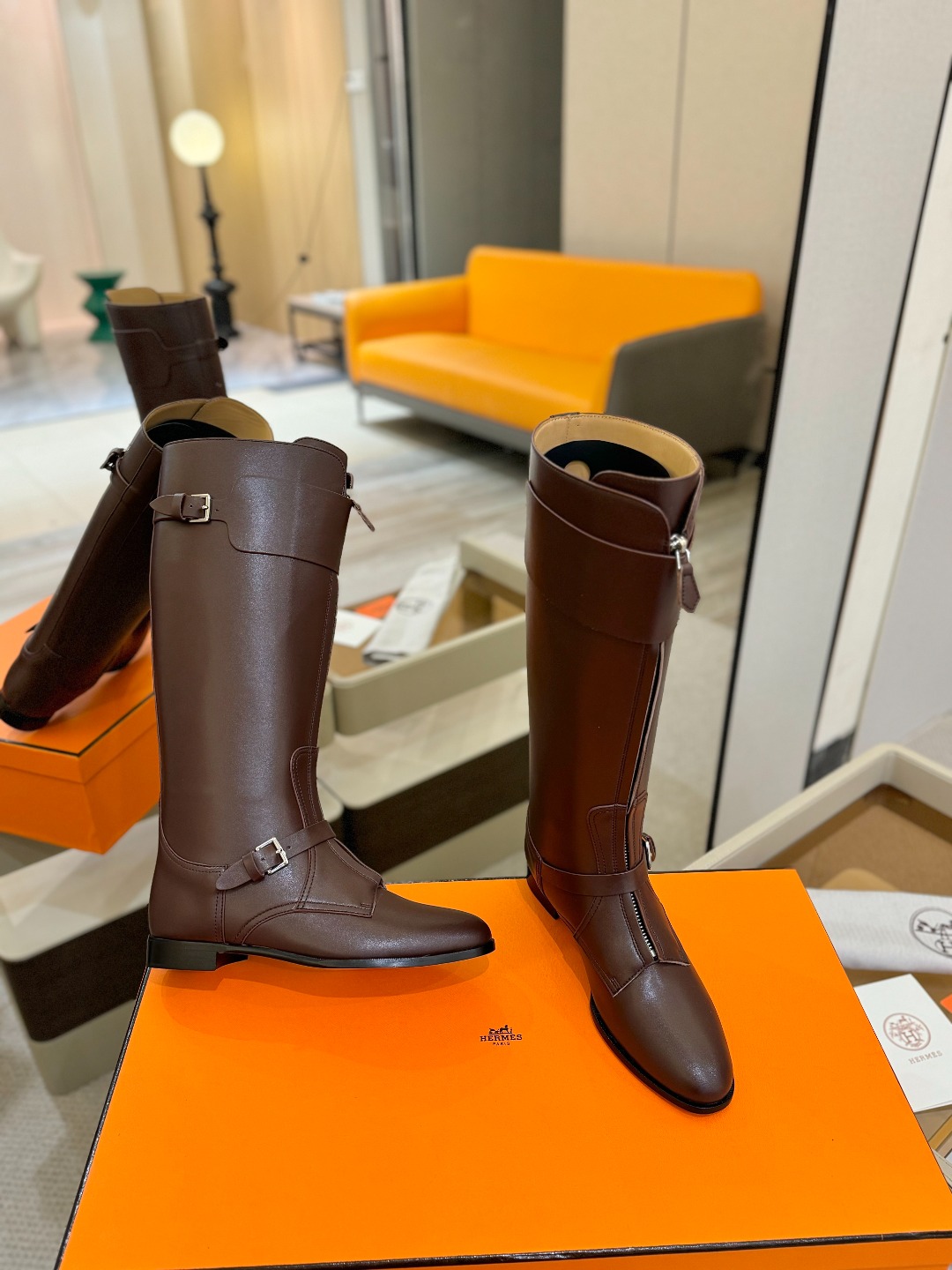 Hermes 🐴 高级 辣妹 爱马仕 justine 小牛皮 圆头套筒 骑士筒靴顶级牛品匠心好货!!经典