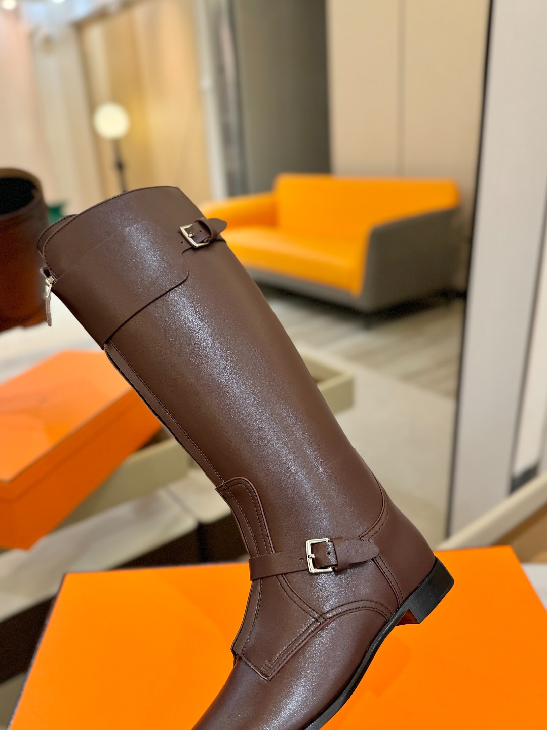 Hermes 🐴 高级 辣妹 爱马仕 justine 小牛皮 圆头套筒 骑士筒靴顶级牛品匠心好货!!经典