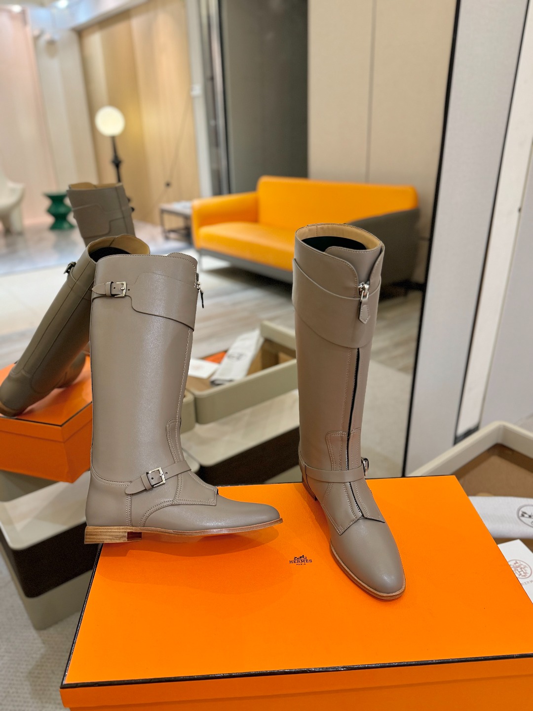 Hermes 🐴 高级 辣妹 爱马仕 justine 小牛皮 圆头套筒 骑士筒靴顶级牛品匠心好货!!经典