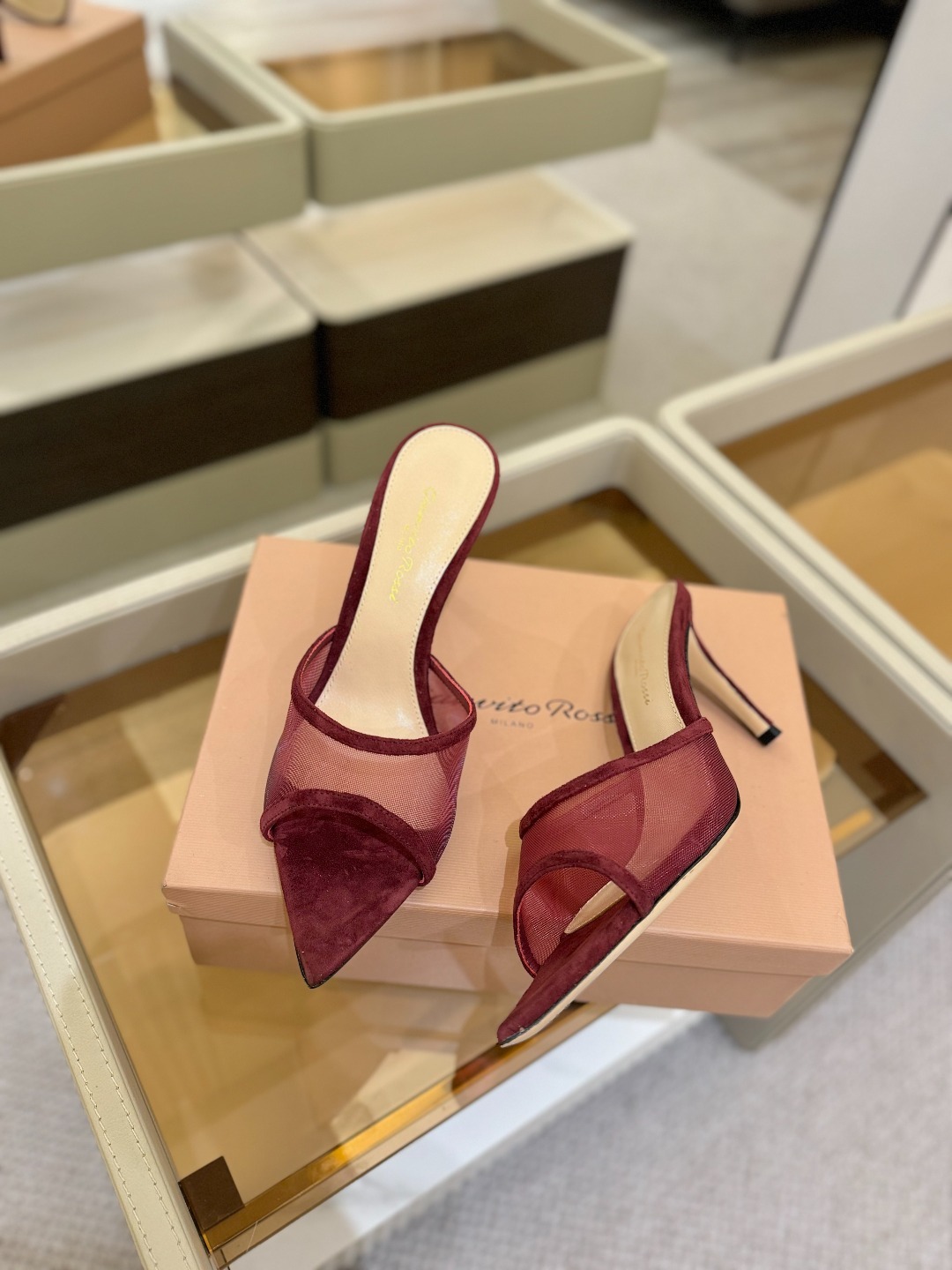 Gianvito Rossi 👠2025新款拖鞋原版开发 顶级版本 代购品质👡这双羊京搭配网高跟尖头后空