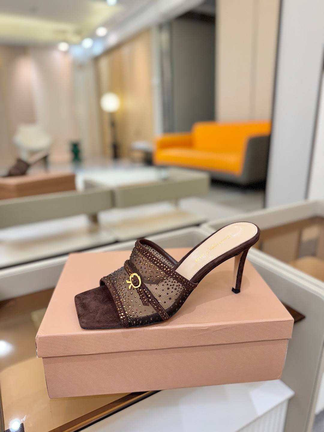 Gianvito rossi 👠拖鞋顶级版本!代购品质!👡施华洛奇水钻方头高跟拖鞋,宛如从童话中走来的仙