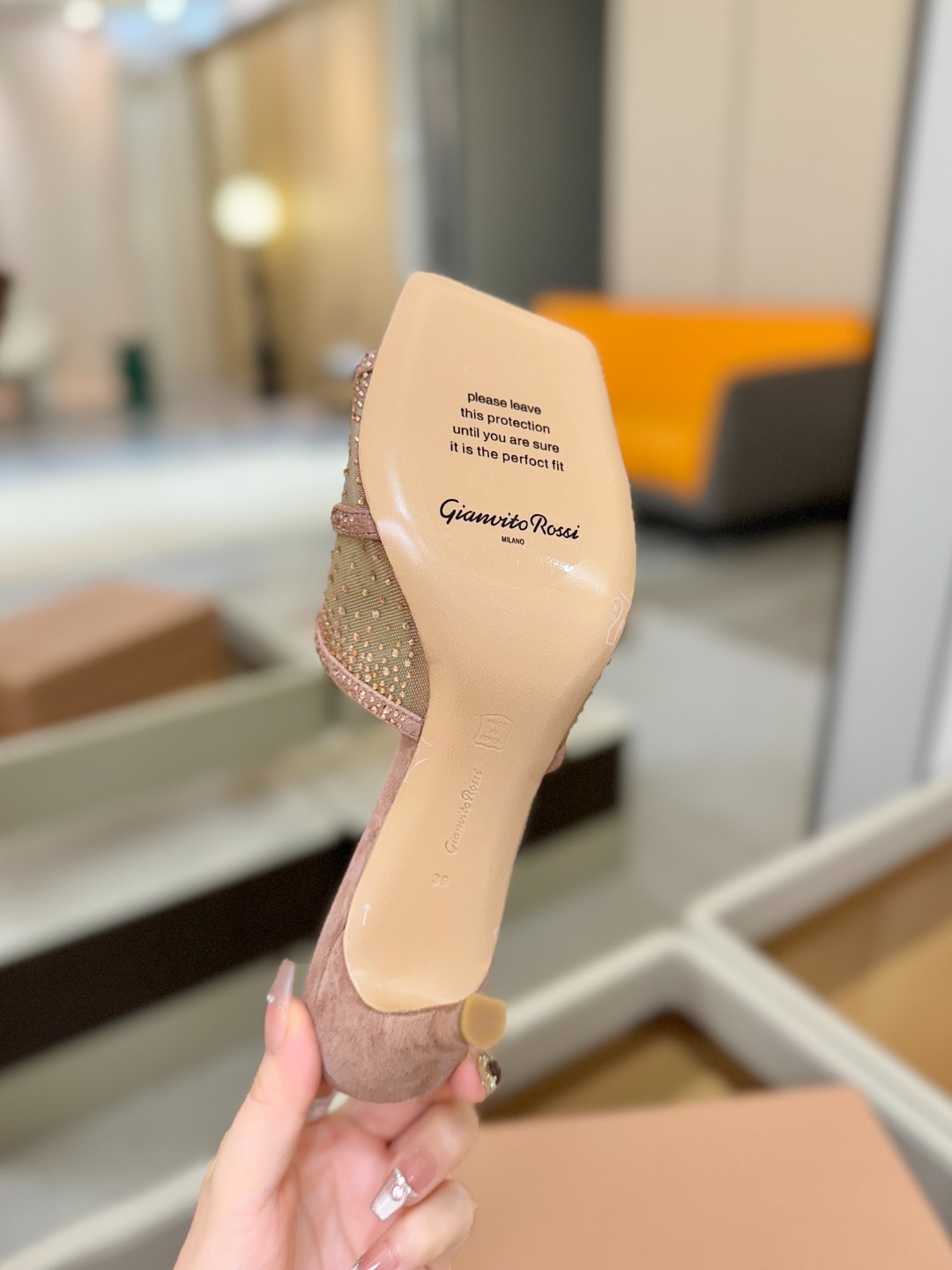 Gianvito rossi 👠拖鞋顶级版本!代购品质!👡施华洛奇水钻方头高跟拖鞋,宛如从童话中走来的仙