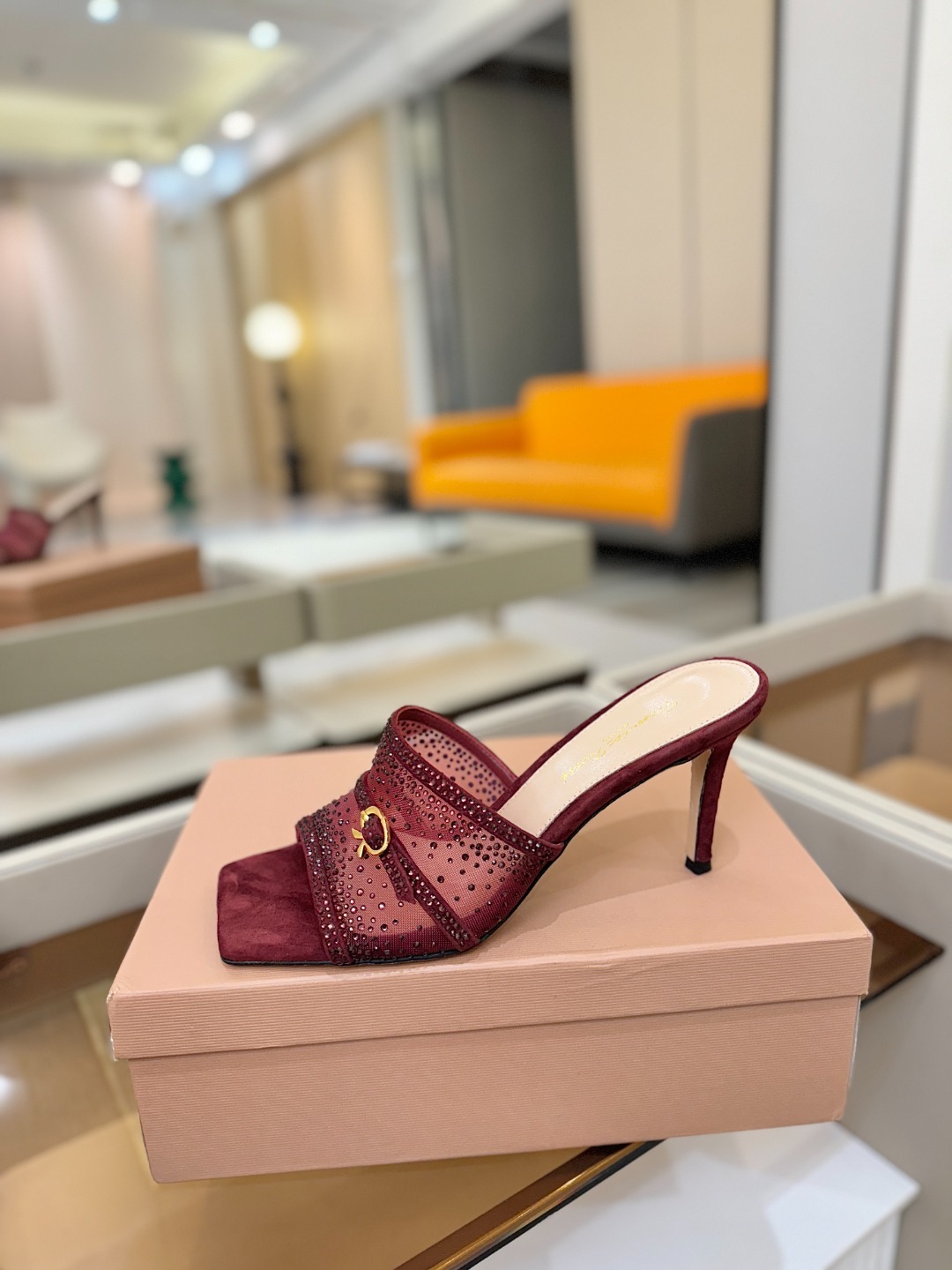 Gianvito rossi 👠拖鞋顶级版本!代购品质!👡施华洛奇水钻方头高跟拖鞋,宛如从童话中走来的仙