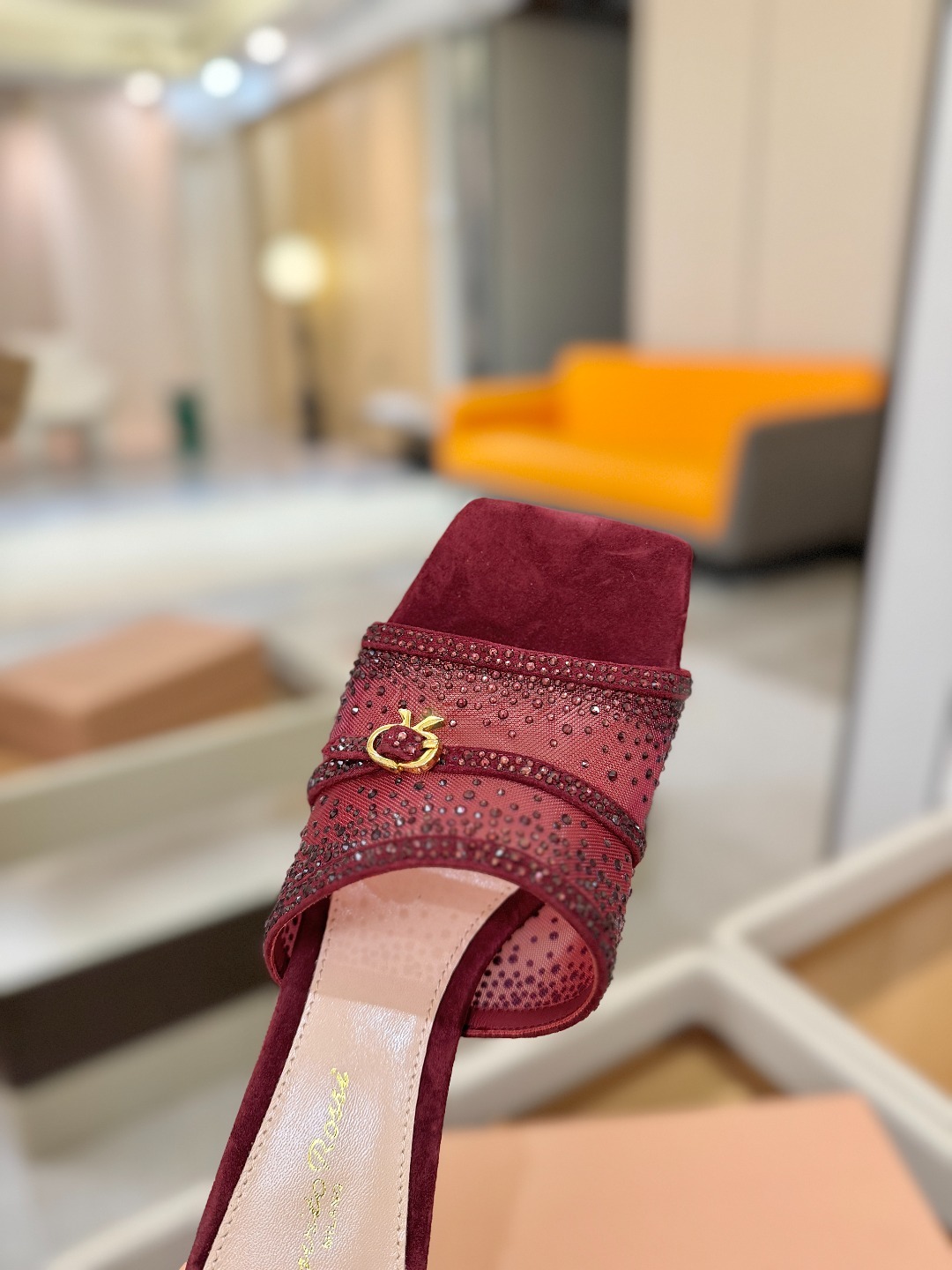 Gianvito rossi 👠拖鞋顶级版本!代购品质!👡施华洛奇水钻方头高跟拖鞋,宛如从童话中走来的仙