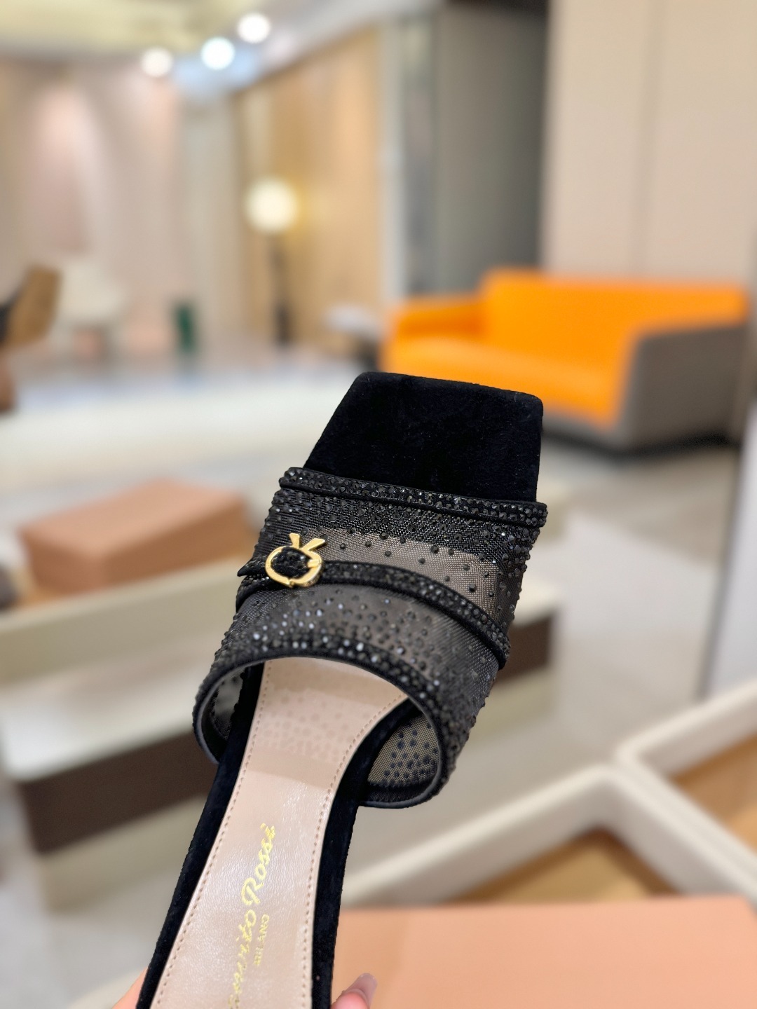 Gianvito rossi 👠拖鞋顶级版本!代购品质!👡施华洛奇水钻方头高跟拖鞋,宛如从童话中走来的仙