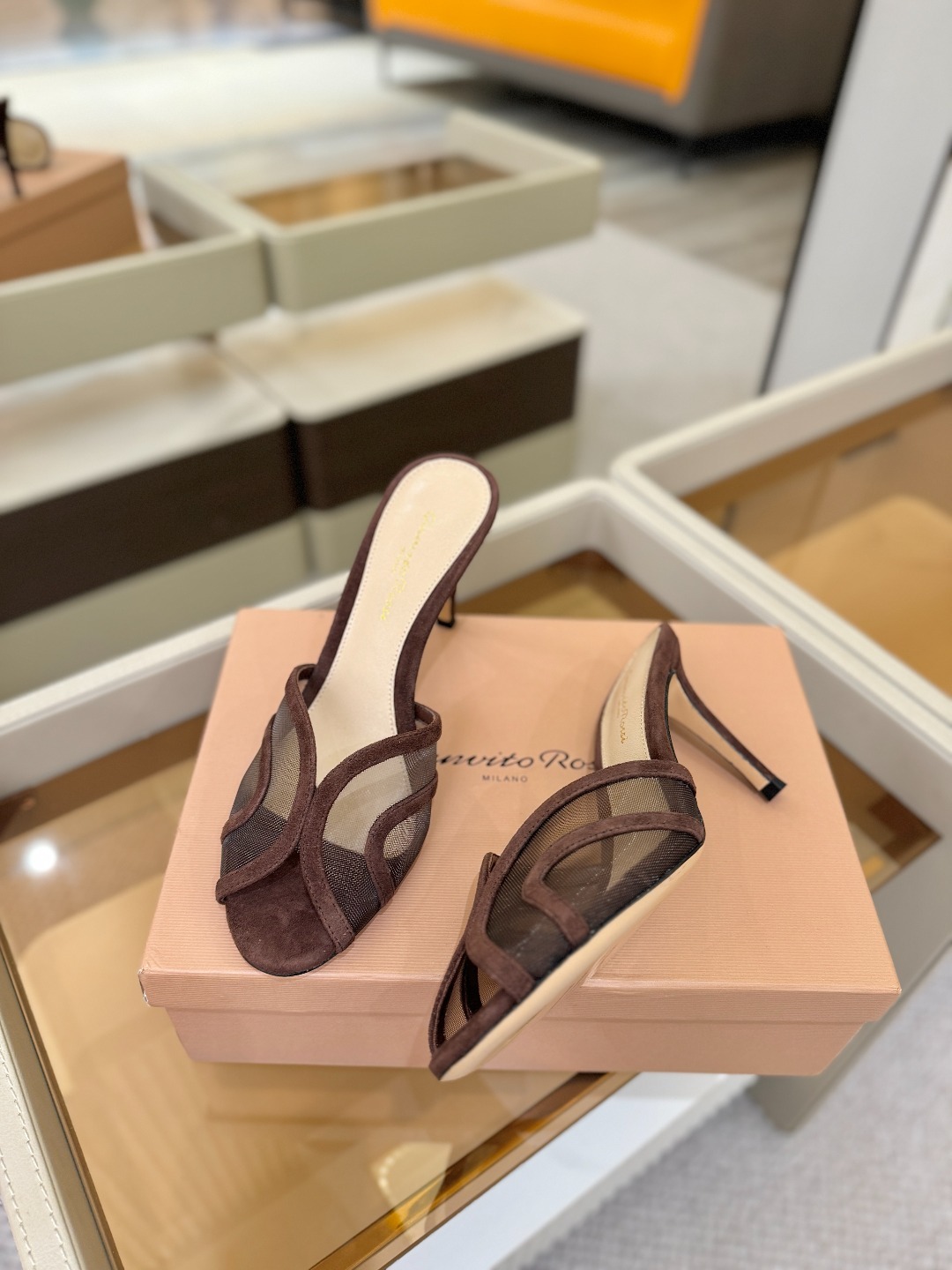 Gianvito rossi 👠顶级版本!代购品质!👡施华洛奇水钻圆头高跟拖鞋,宛如从童话中走来的仙履😜