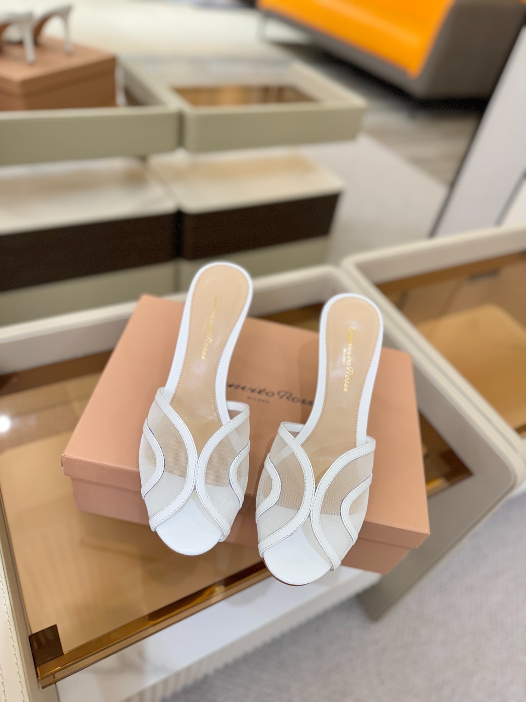 Gianvito rossi 👠顶级版本!代购品质!👡施华洛奇水钻圆头高跟拖鞋,宛如从童话中走来的仙履😜