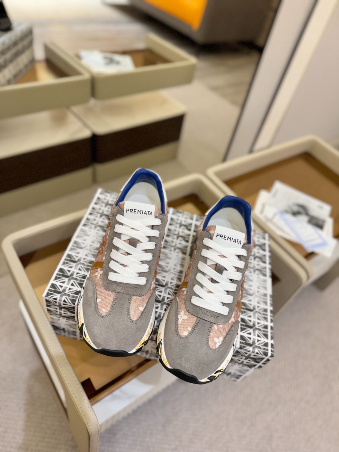 普瑞米亚达 Premiata Lander Trainers 兰诺系列米字低帮复古百搭 休闲训练运动鞋p