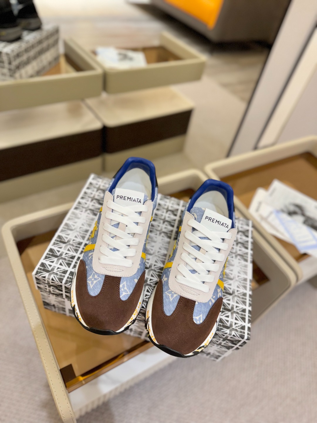 普瑞米亚达 Premiata Lander Trainers 兰诺系列米字低帮复古百搭 休闲训练运动鞋p