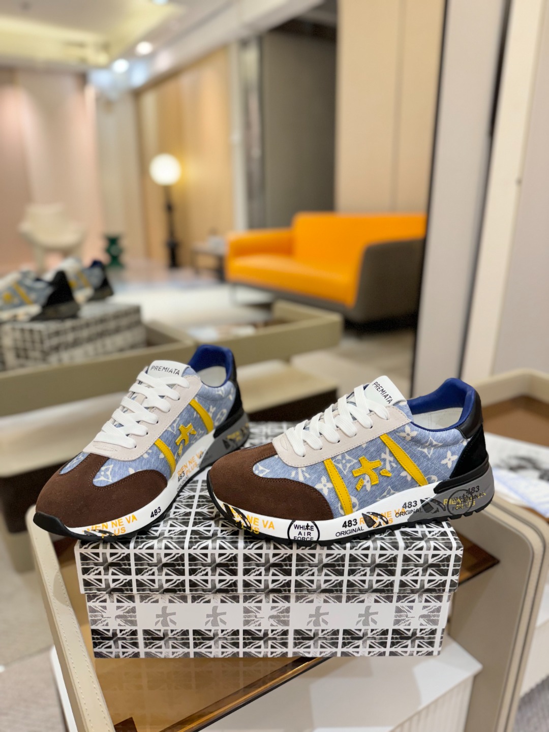 普瑞米亚达 Premiata Lander Trainers 兰诺系列米字低帮复古百搭 休闲训练运动鞋p