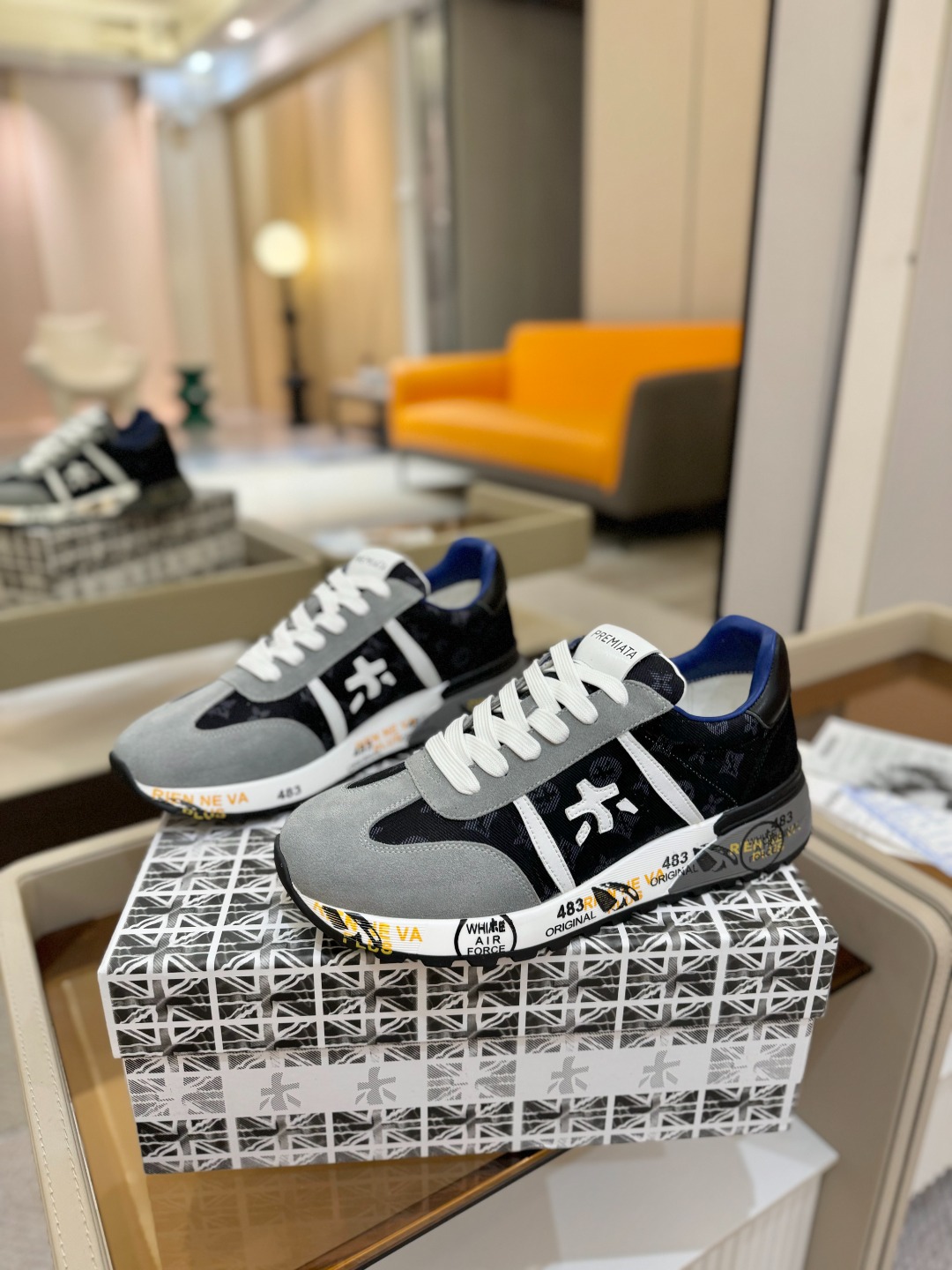 普瑞米亚达 Premiata Lander Trainers 兰诺系列米字低帮复古百搭 休闲训练运动鞋p