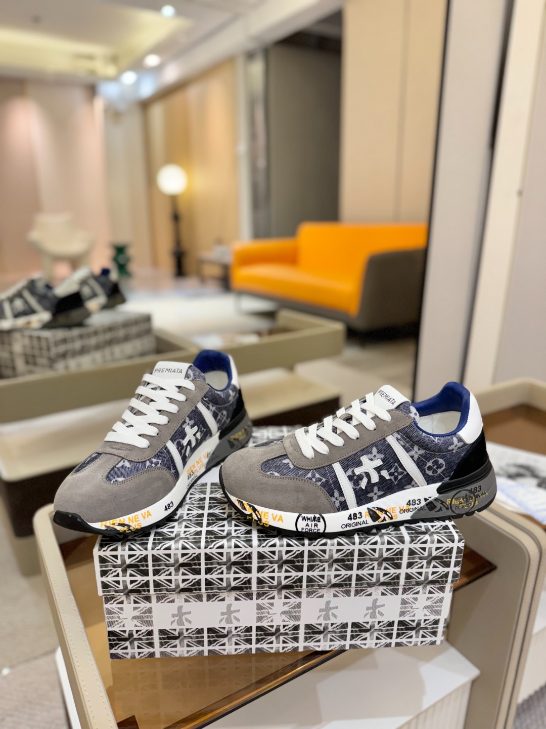 普瑞米亚达 Premiata Lander Trainers 兰诺系列米字低帮复古百搭 休闲训练运动鞋p