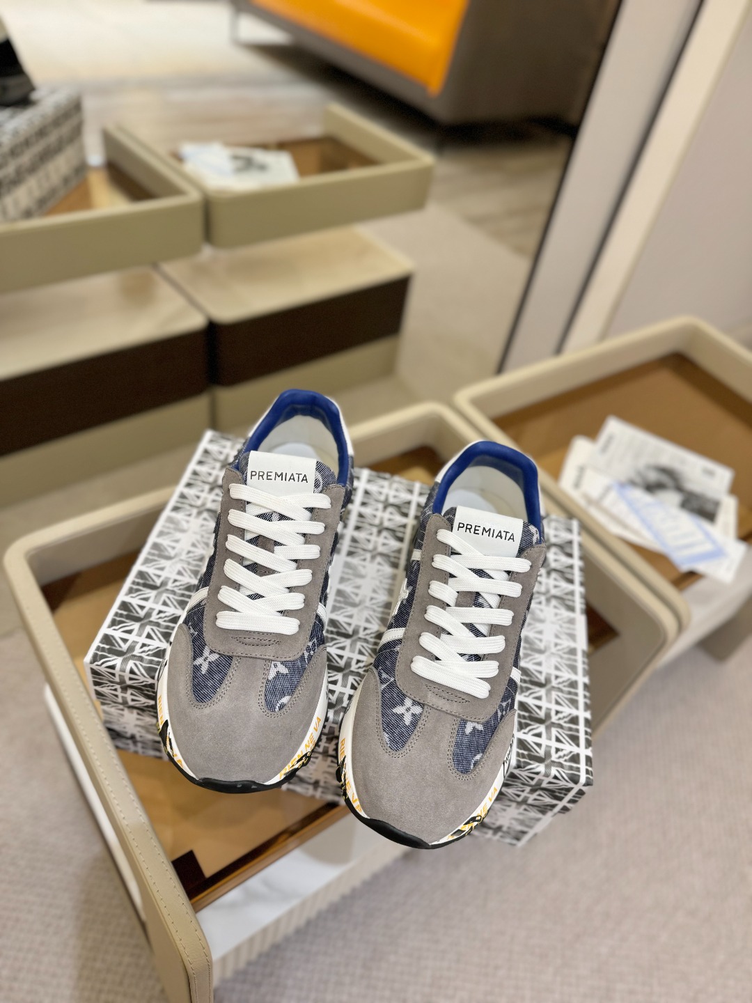 普瑞米亚达 Premiata Lander Trainers 兰诺系列米字低帮复古百搭 休闲训练运动鞋p