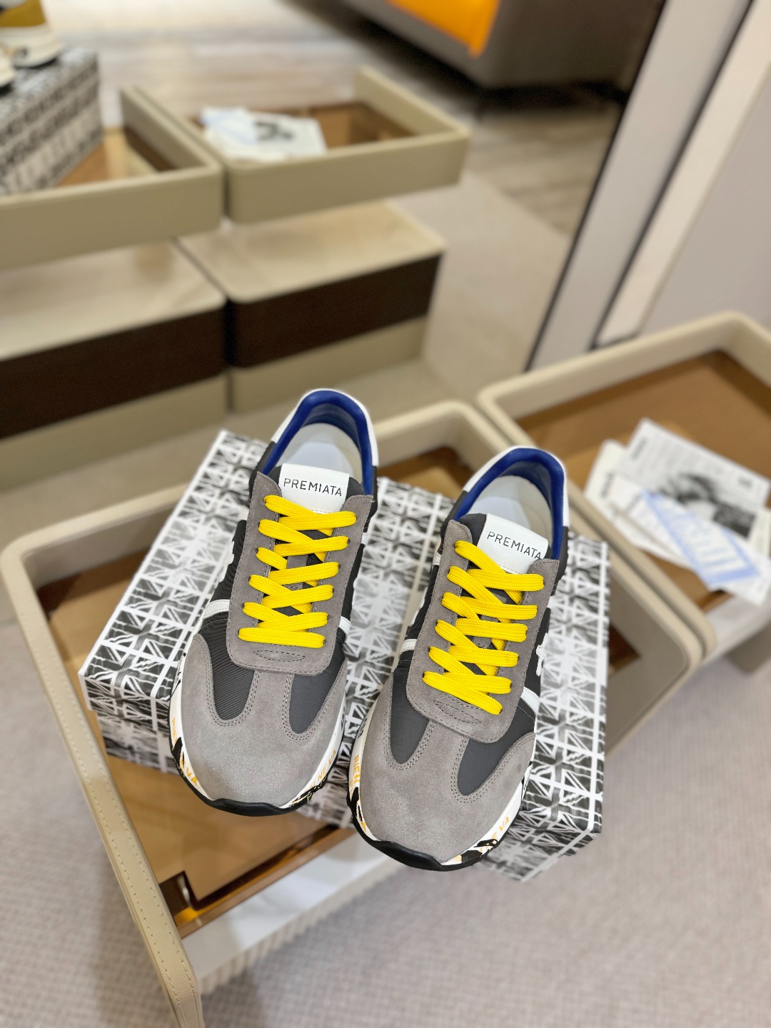 普瑞米亚达 Premiata Lander Trainers 兰诺系列米字低帮复古百搭 休闲训练运动鞋p