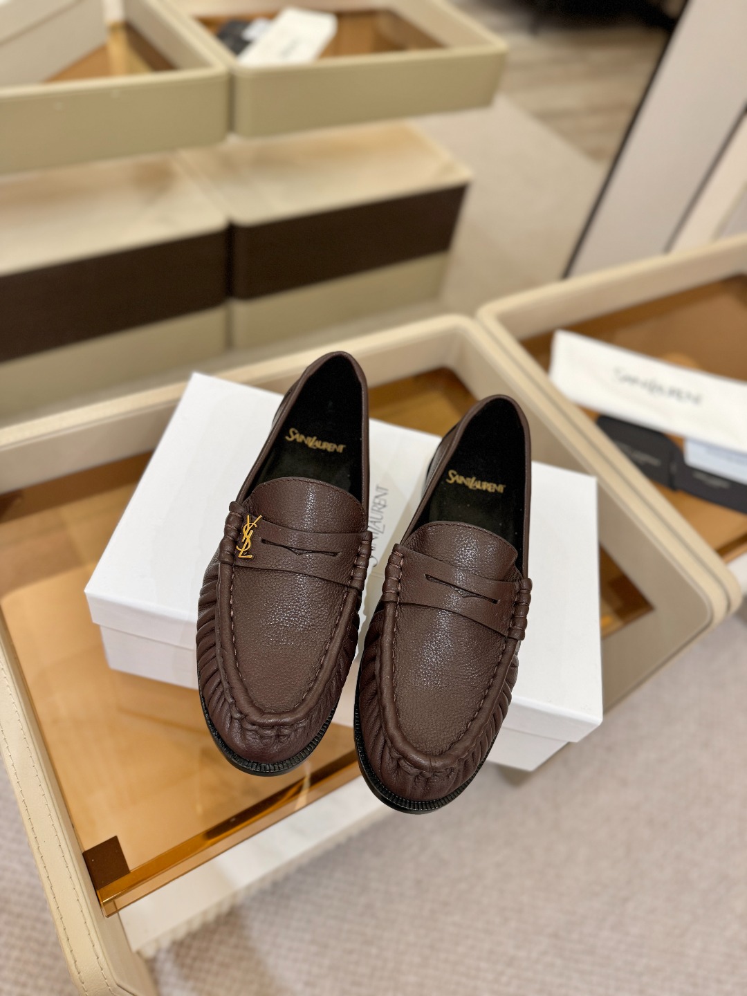 （情侣款） SAINT LAURENT圣罗兰新款褶皱乐福鞋系列🤝🤝YSL女孩的松弛感真的被狠狠拿捏 简直