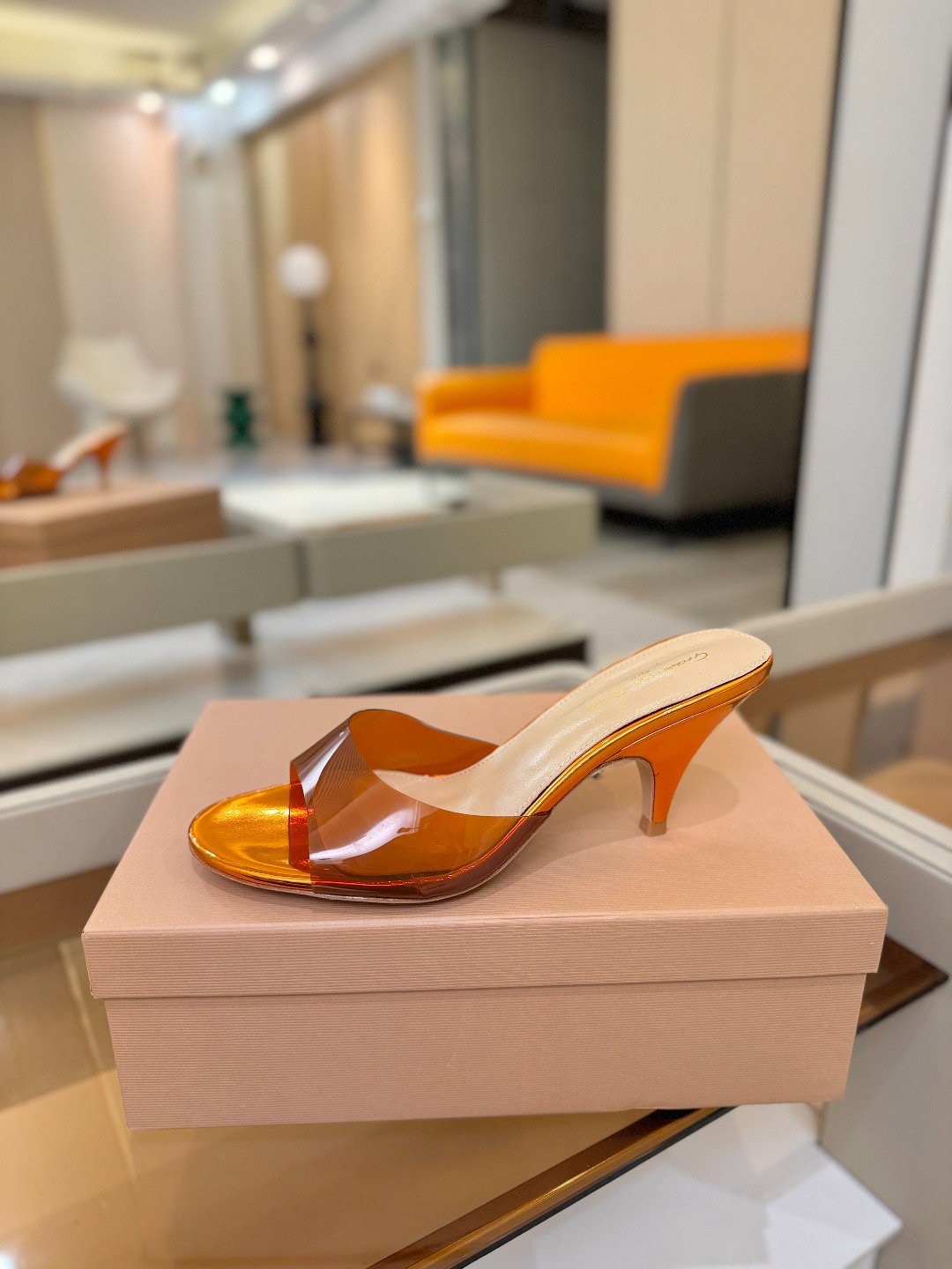 Gianvito Rossi 👠胶片拖鞋顶级版本！代购品质！👡圆头高坡跟跟拖鞋，宛如从童话中走来的仙履💖