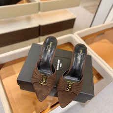 YSL「SAINT LAURENT*」 夏季新品 尖头优雅大气高跟拖鞋 —————————— 尖头设计拉长腿部线条, YSL「SAINT LAURENT*」 夏季新品 尖头优雅大气高跟拖鞋 —————————— 尖头设计拉长腿部线条,