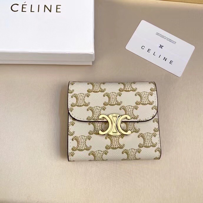 Celine Wallet White Printing Cowhide Fashion